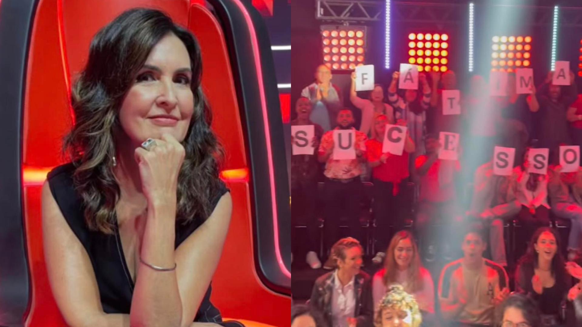 Fátima Bernardes ganha surpresa da plateia durante gravação do The Voice Brasil