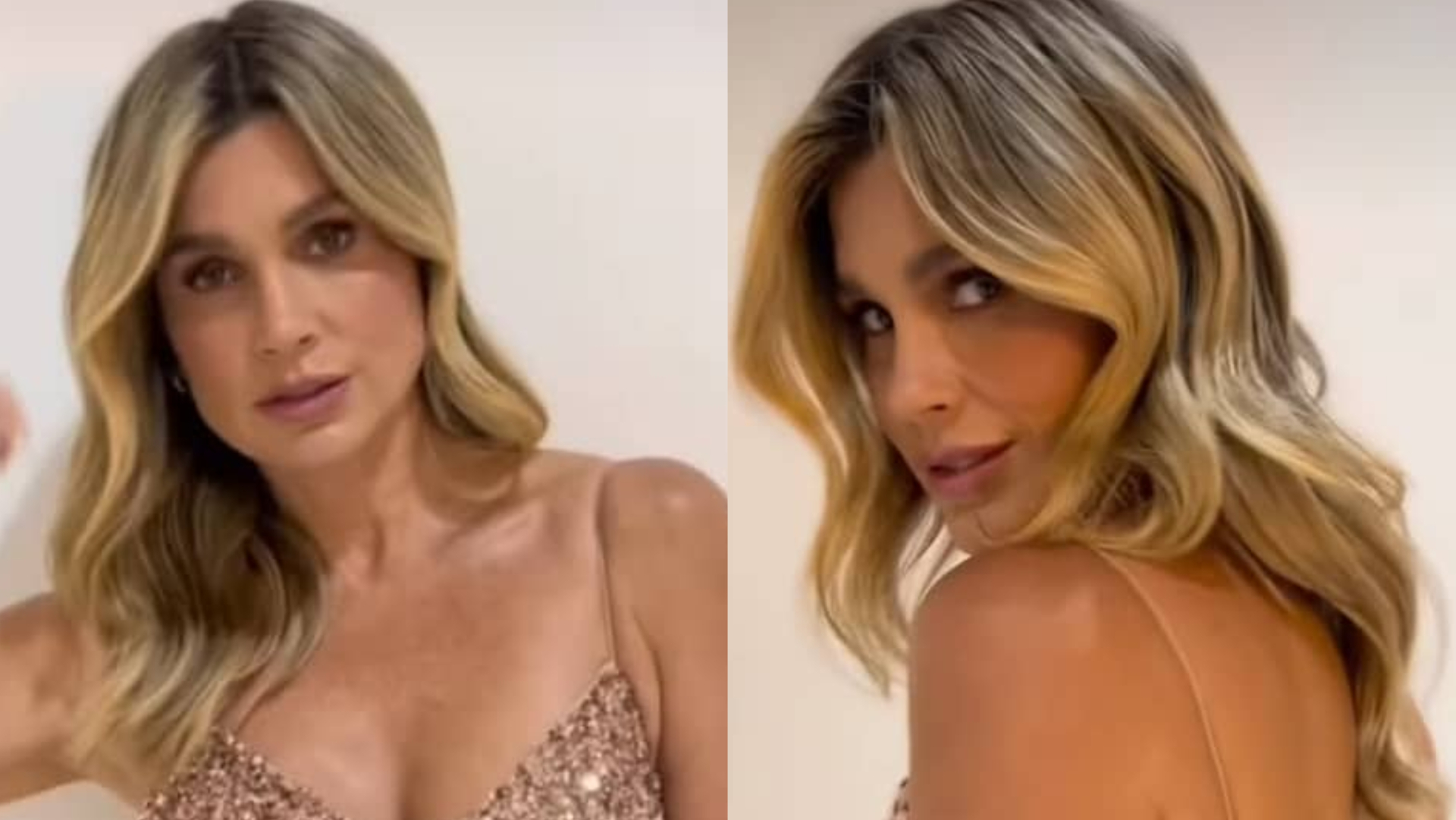De vestido brilhante, Flávia Alessandra ultrapassa limites da beleza e choca: ”Surreal”