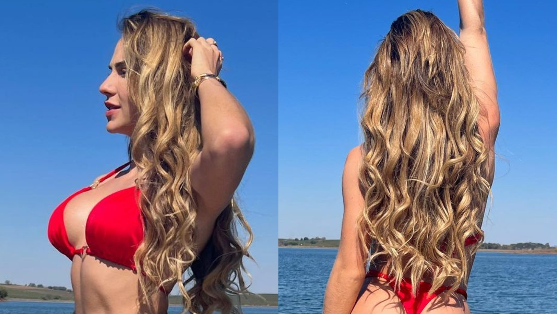 De biquíni vermelho puxado, Gabi Martins exibe corpaço absurdo: ”Tudo tá perfeito”