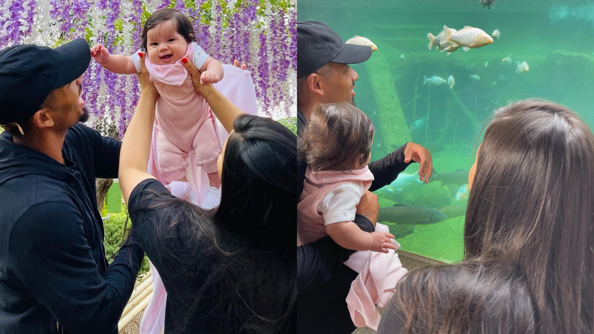 Gabriel Jesus e Raiane Lima mostram passeio no zoológico com a filha, Helena