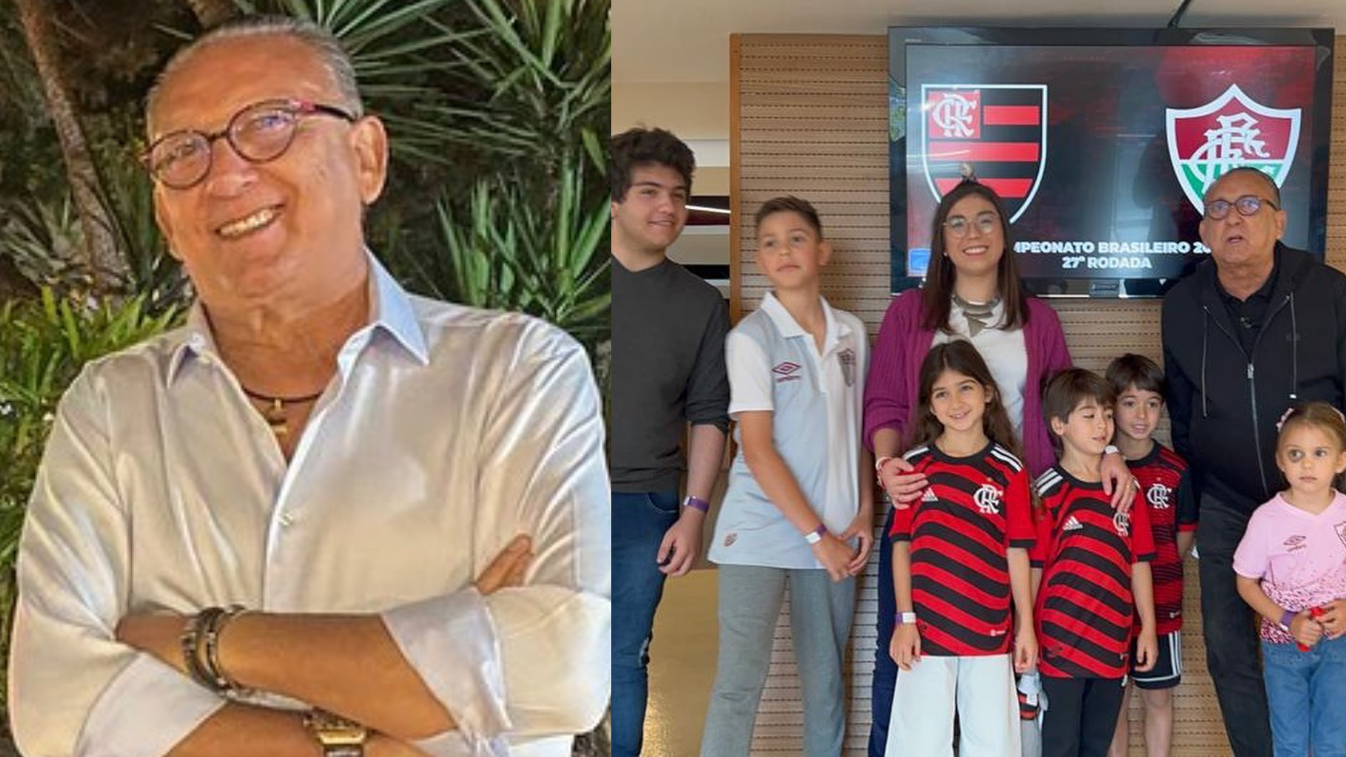Galvão Bueno leva todos os netos e filhos pela primeira vez no Maracanã