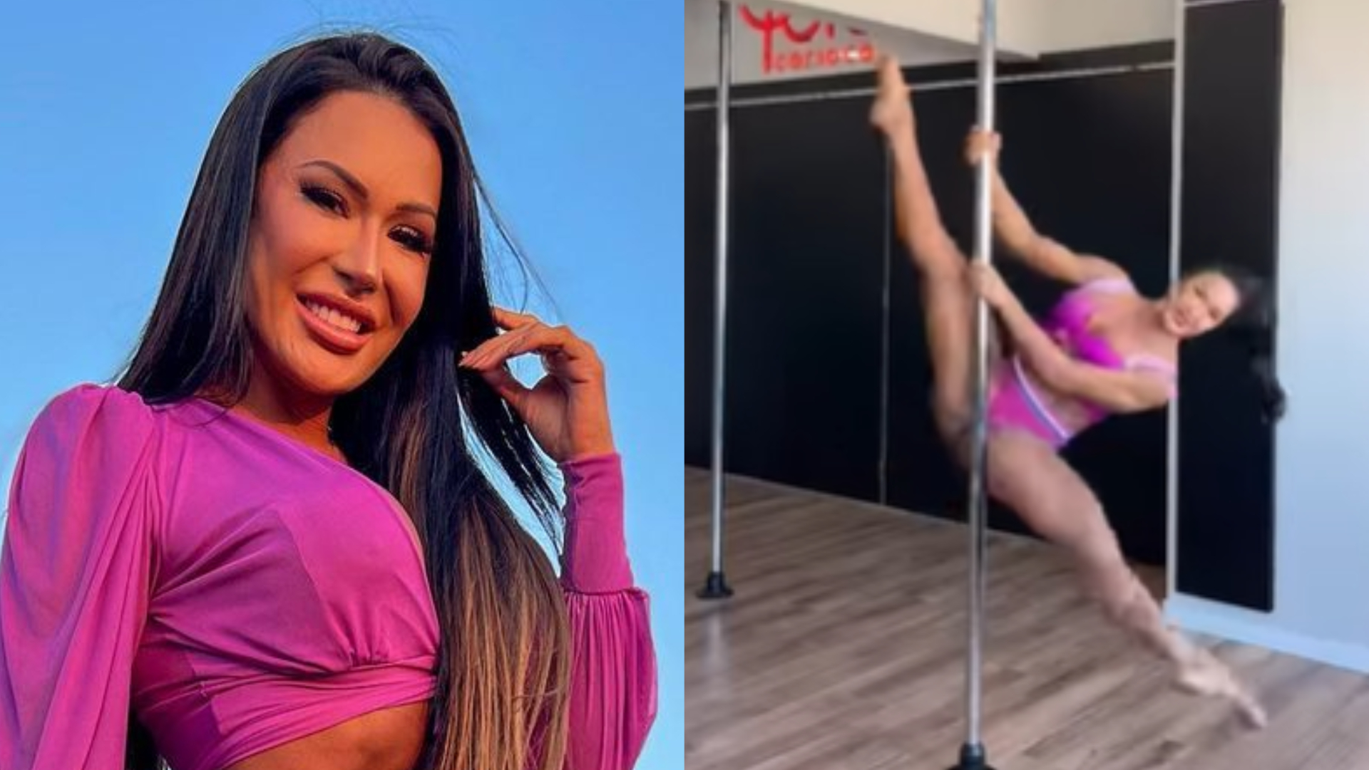 De calcinha e top, Gracyanne Barbosa choca web ao exibir músculos no pole dance
