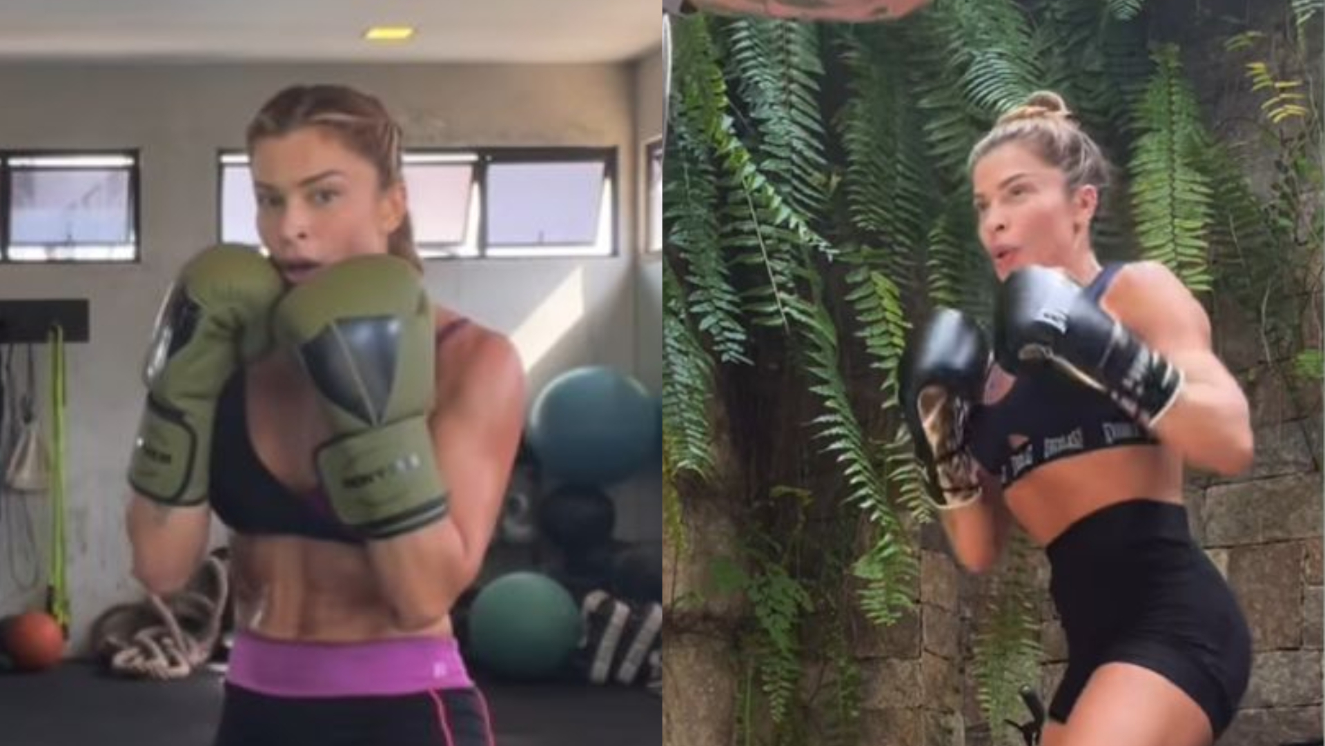 Ostentando tanquinho, Grazi Massafera impressiona em treino de boxe: ”A braba mais zen”
