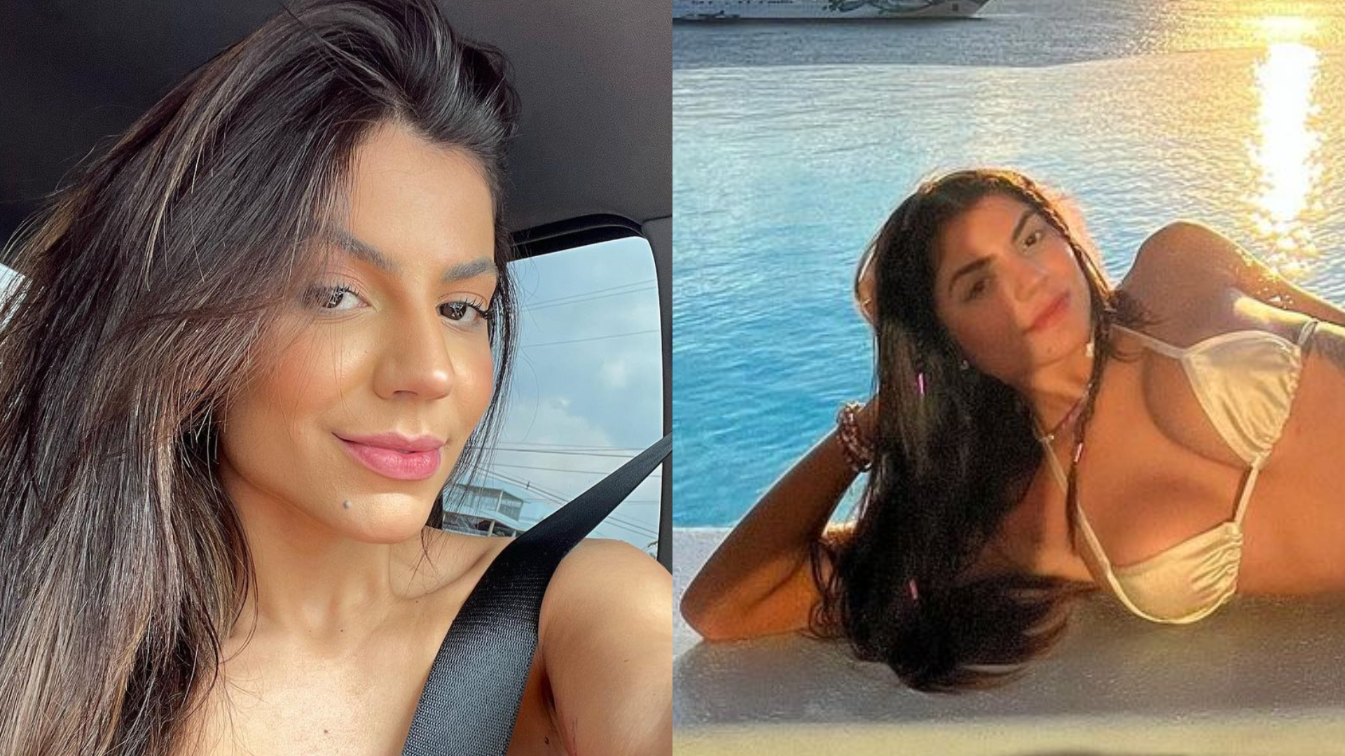 De biquíni branco, Hariany Almeida posa diante do pôr do sol e impressiona: ”Sereia”
