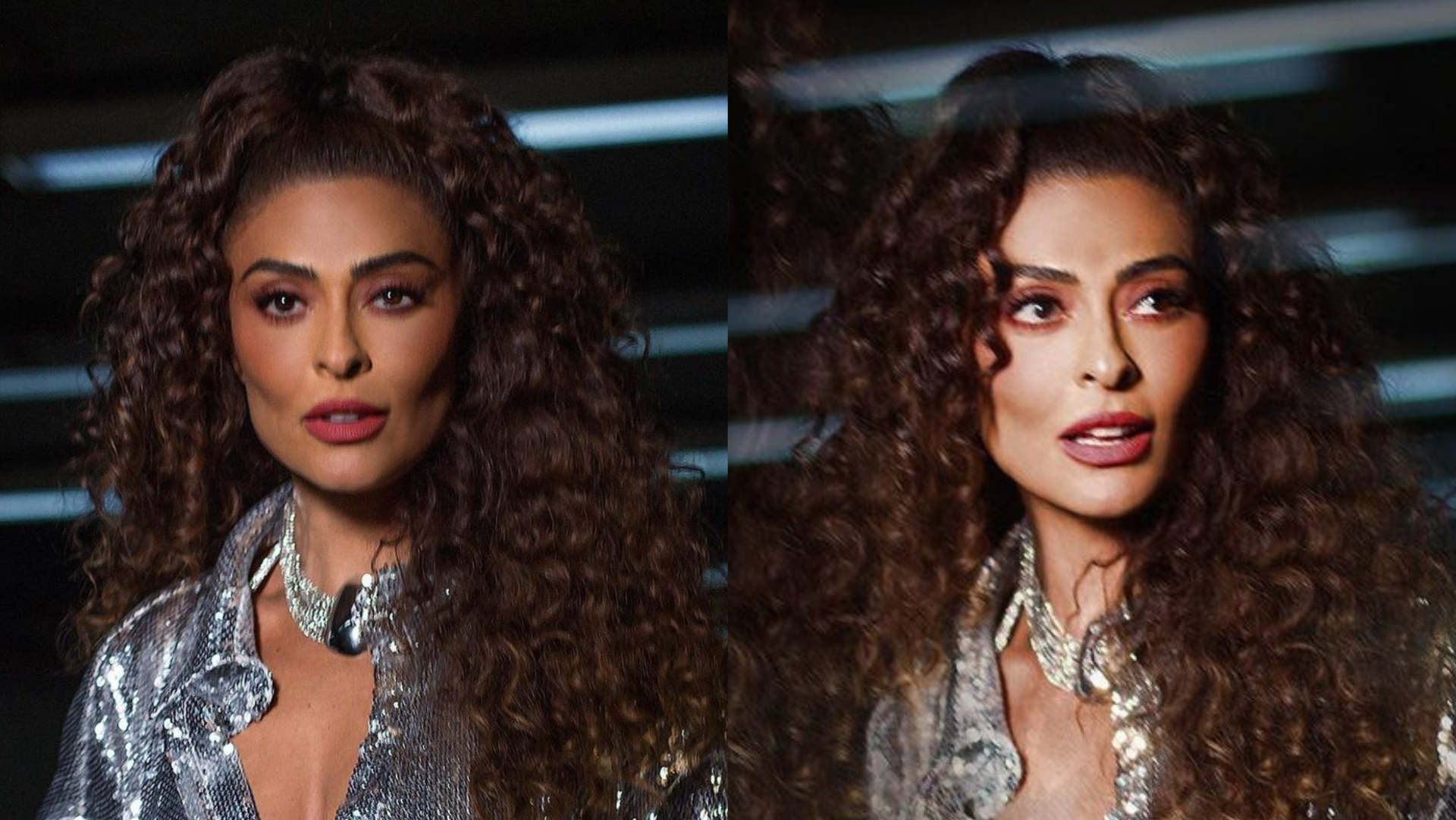 Deslumbrante, Juliana Paes exibe decotão poderoso ao posar com look prateado: ”Chiquérrima”