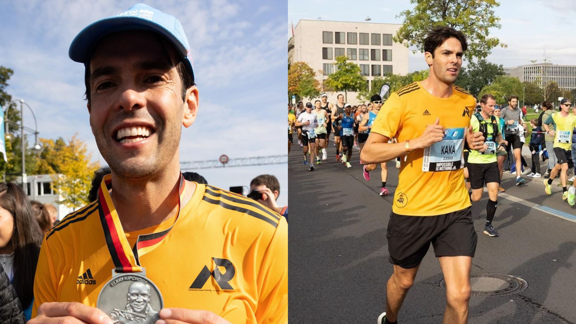 Kaká corre primeira maratona em Berlim e ganha homenagem da esposa: ”Muito orgulho!”
