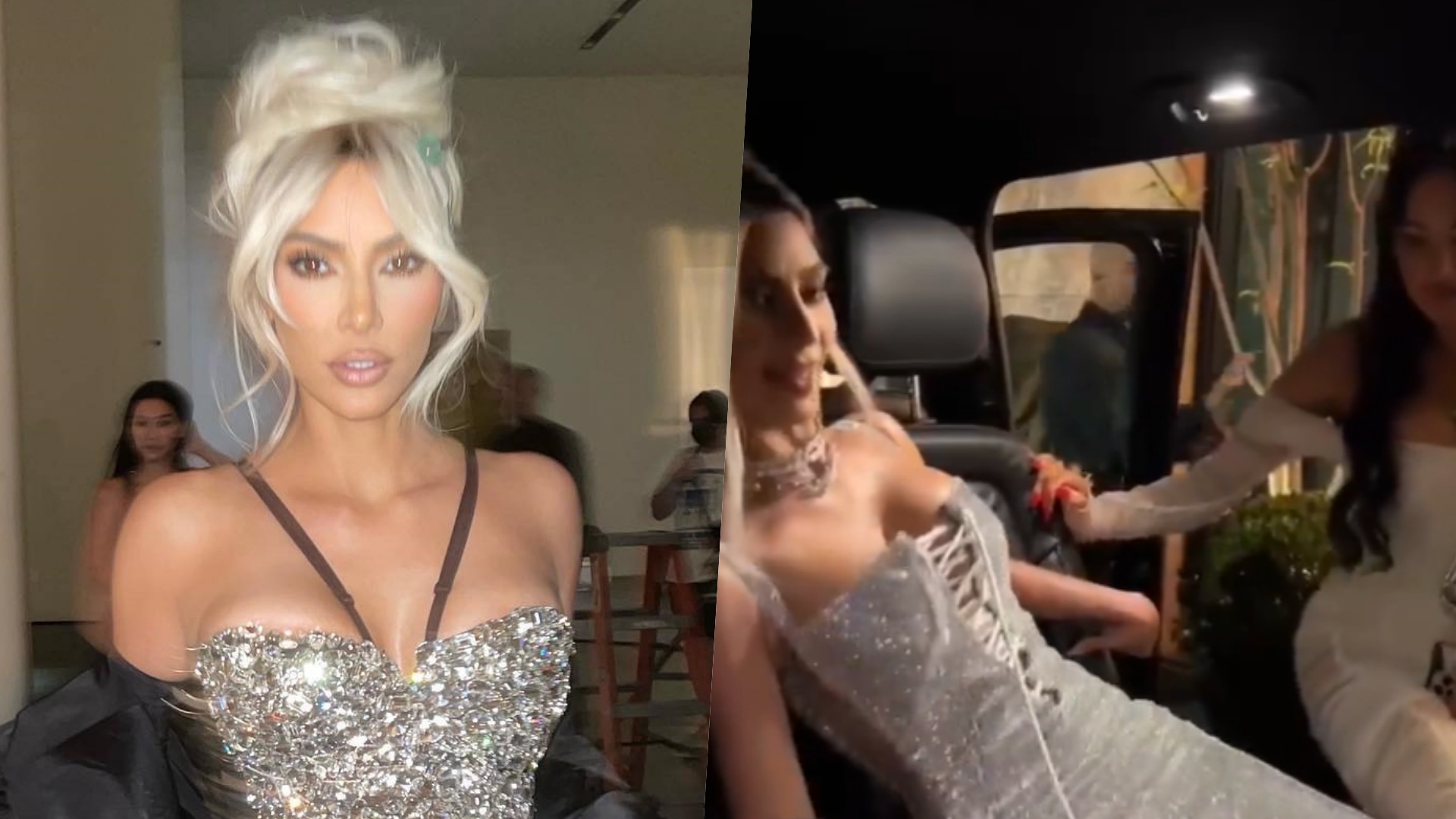 Kim Kardashian passa por sufoco com vestido na Semana de Moda de Milão: ”Doloroso”