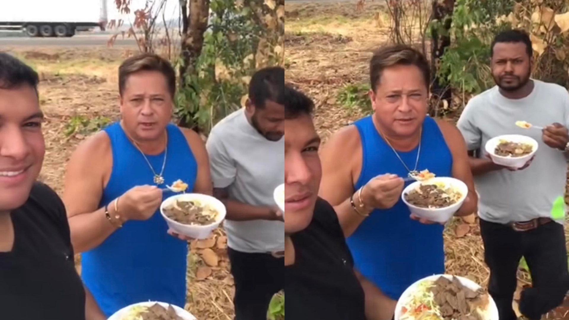 Leonardo come marmita no meio da estrada: ”Restaurante na beira da mata”