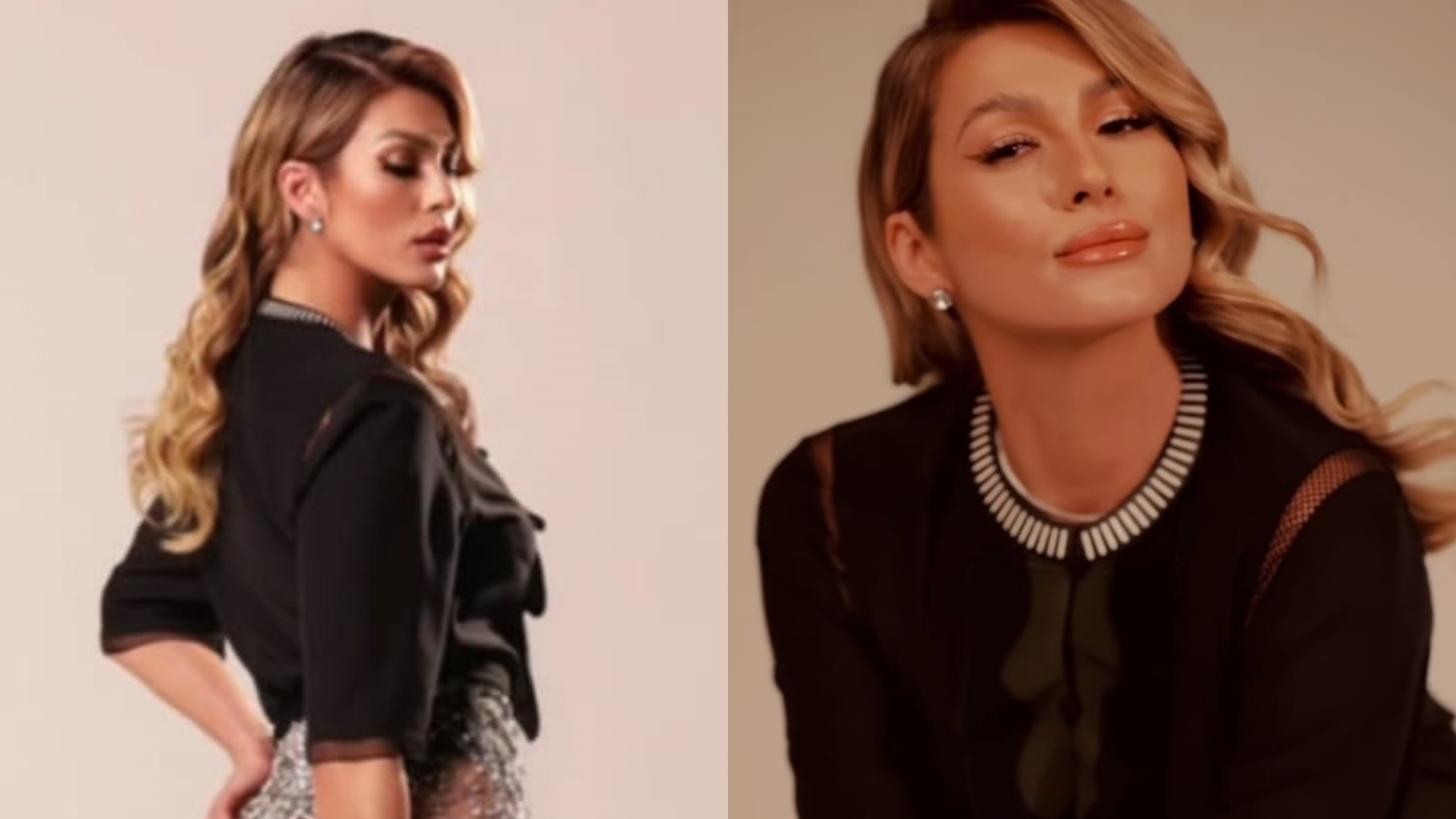 Lívia Andrade deixa bumbum à mostra ao apostar em saia transparente e brilhante para o ‘Domingão’
