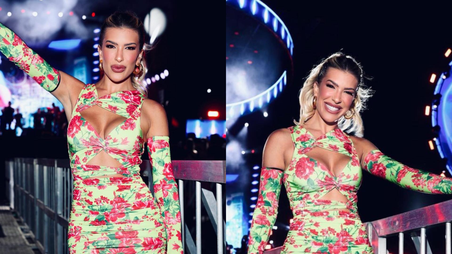 Lore Improta elege vestido curtinho recortado para curtir show em Fortaleza: “Impecável”
