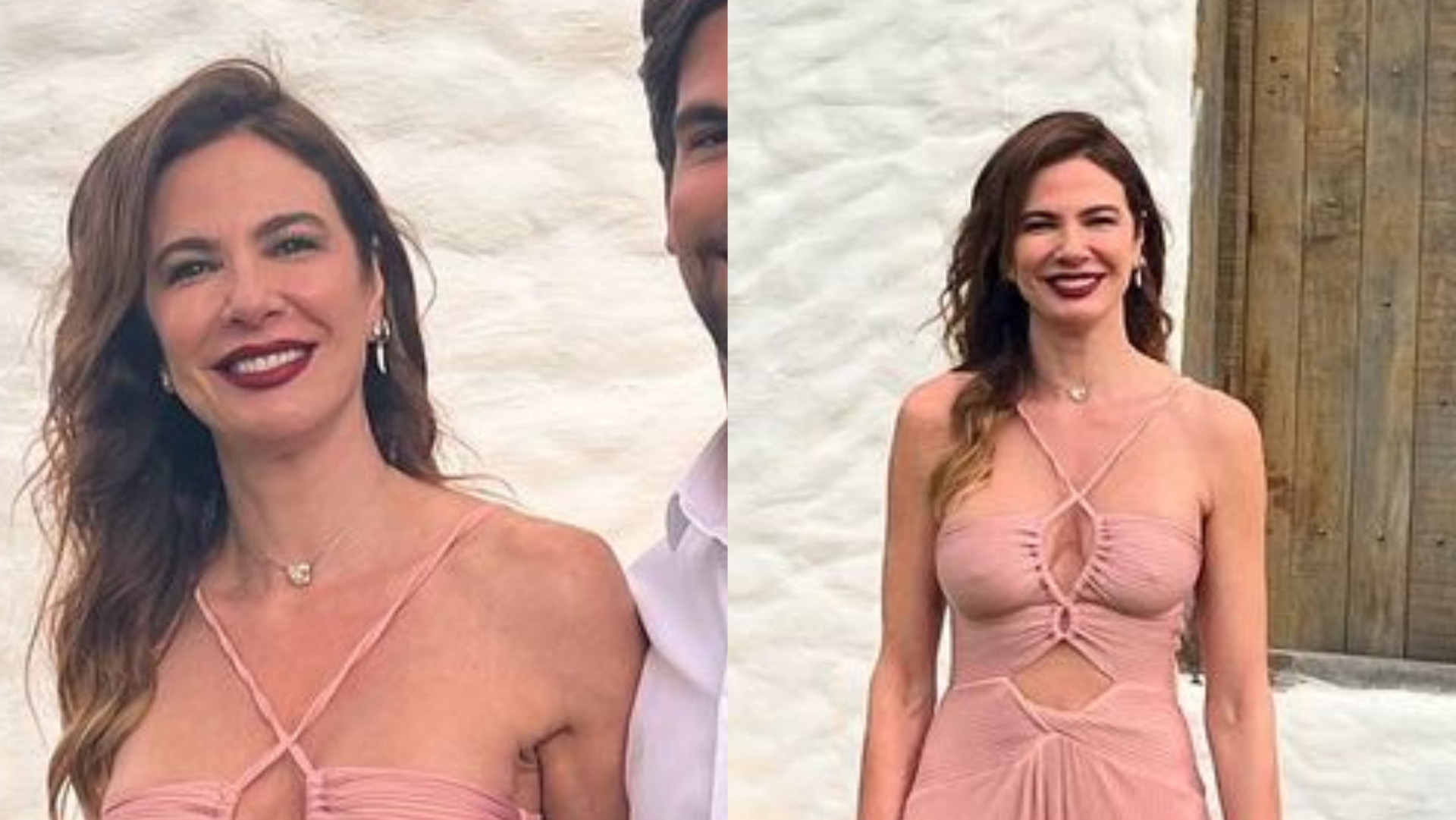 Com o namorado gato, Luciana Gimenez surge deslumbrante em casamento: ”Lindos”