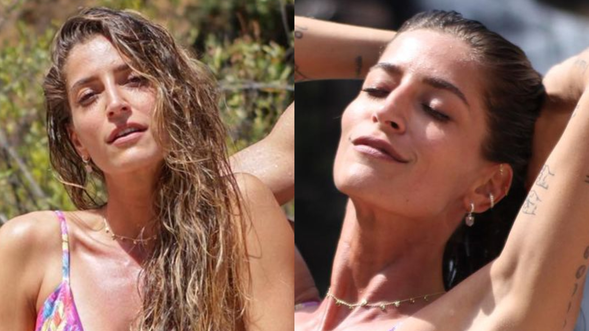 Dona de curvas perfeitas, Maria Joana deixa tatuagens à mostra ao posar de biquíni