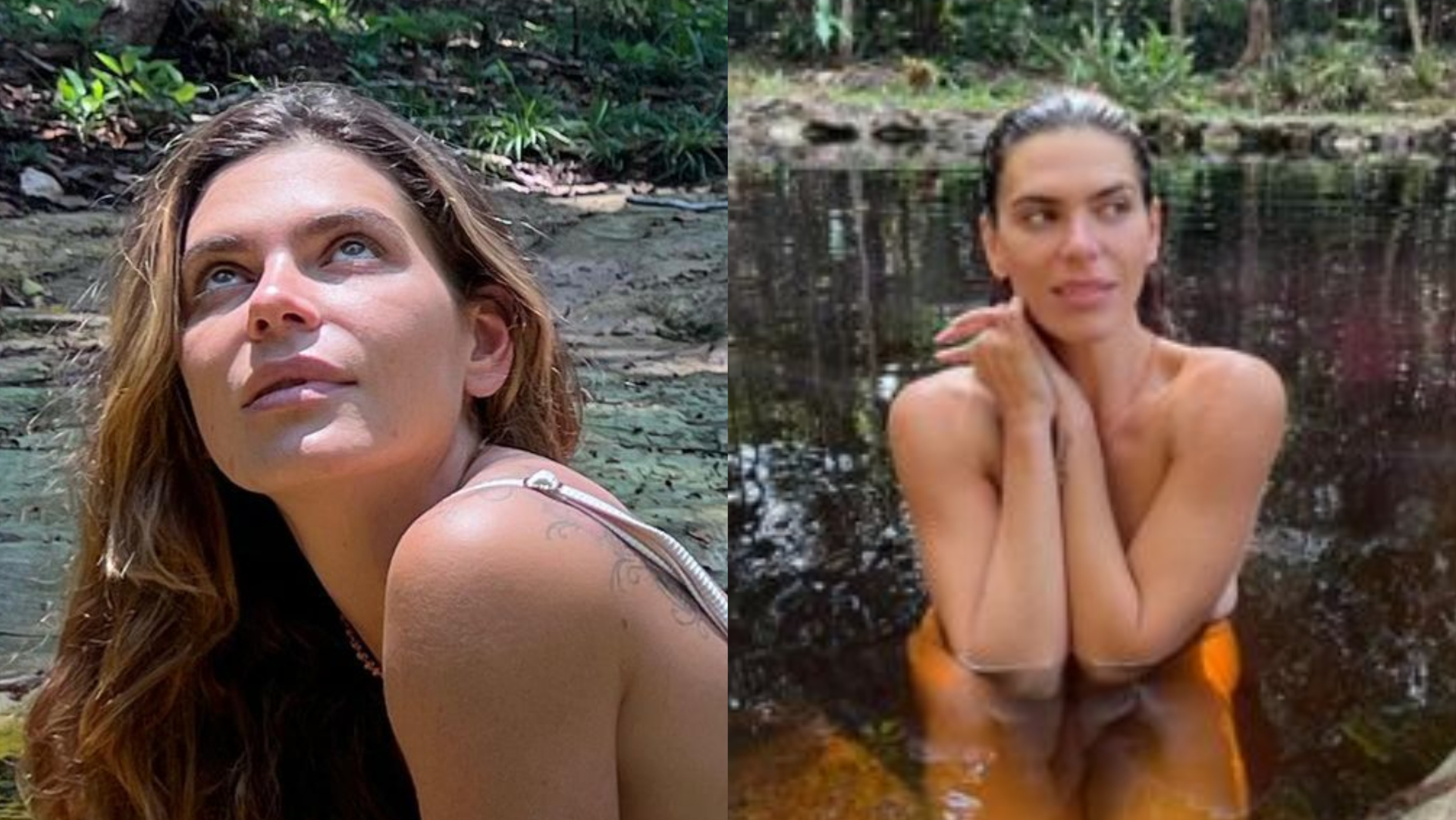 Nua, Mariana Goldfarb renova as energias em banho de rio: ”Sereia de água doce”