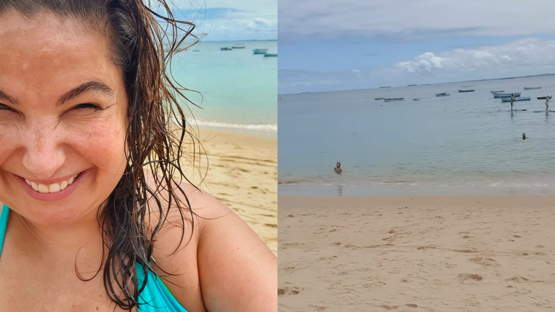 Na Bahia, Mariana Xavier aproveita folga na praia: “O desejado banho de mar”