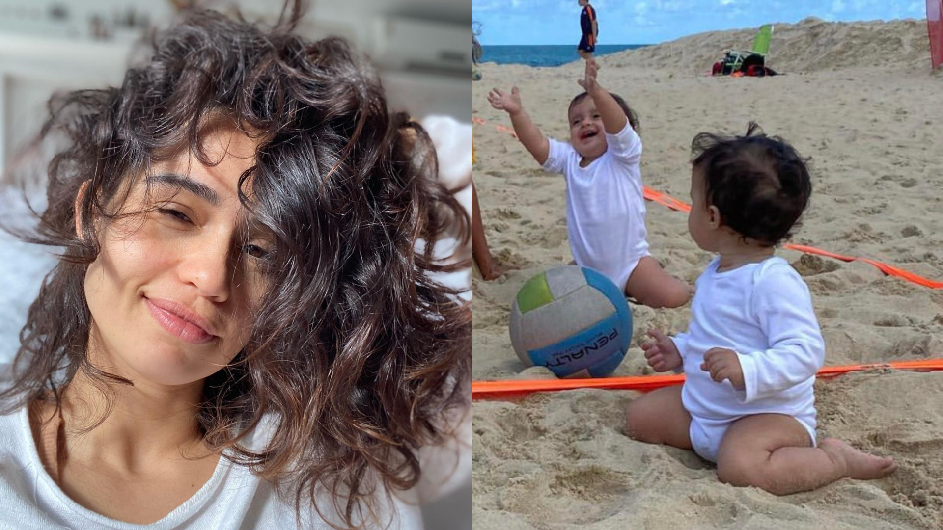 Nanda Costa publica novas fotos das filhas na praia e celebra: ”11 meses”