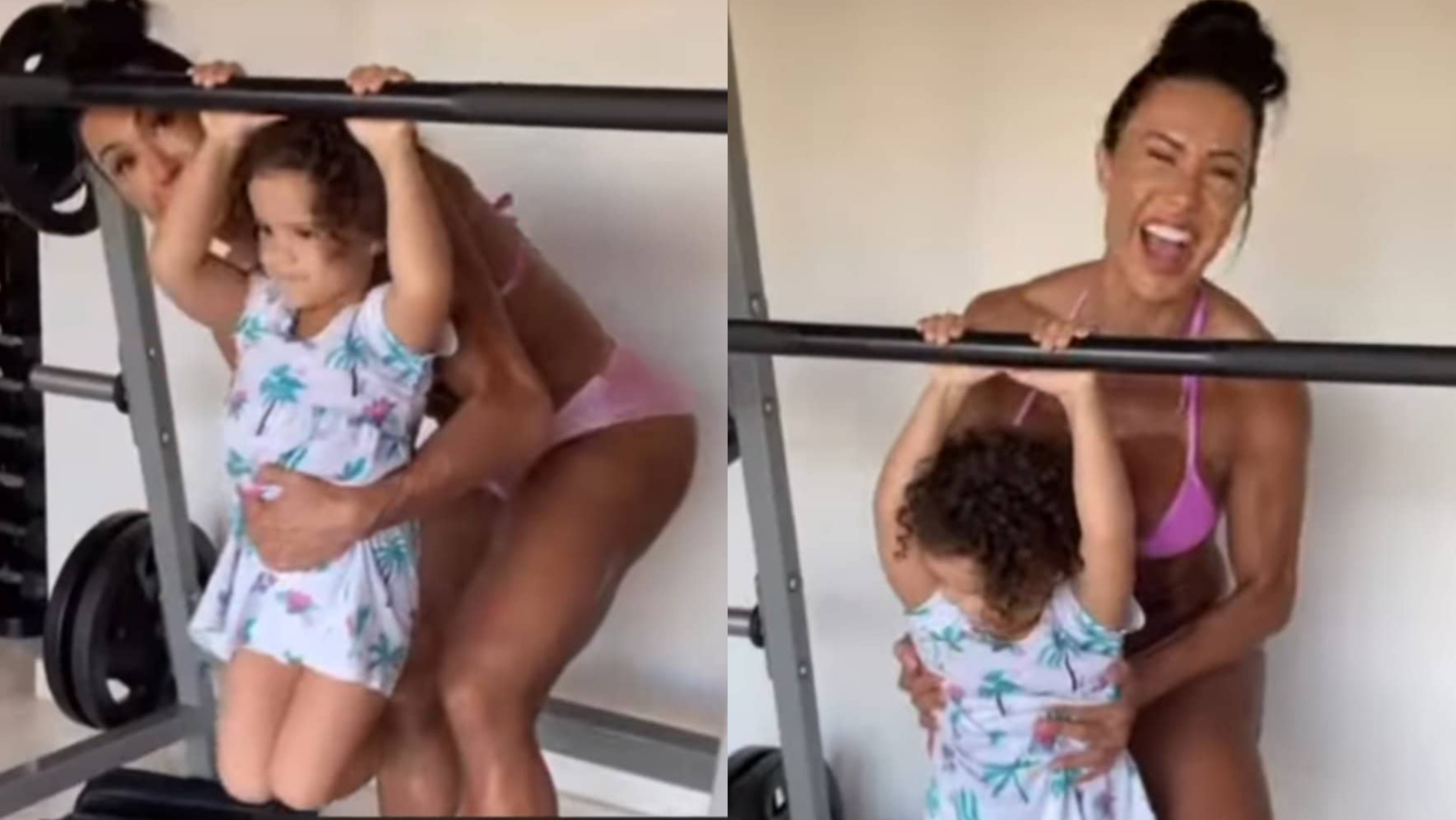 Gracyanne Barbosa mostra que a neta quer seguir seus passos fitness: ”Ama comer ovo”