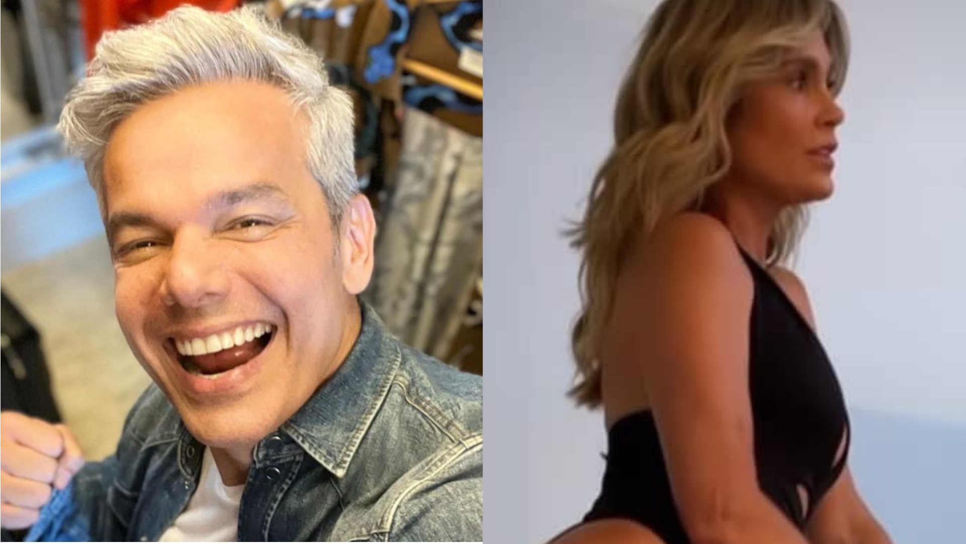 Nada ciumento, Otaviano Costa exibe Flávia Alessandra de body fio-dental: ”Muito musa”