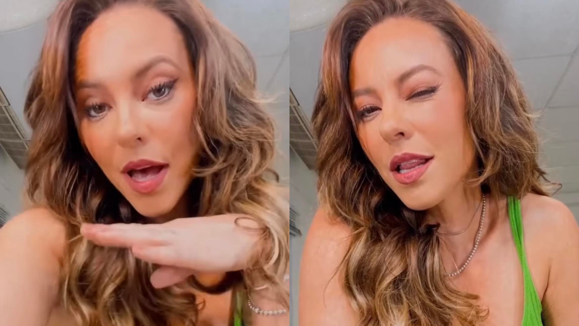 Paolla Oliveira sensualiza em vídeo com vestido verde justinho: ”Que mulher”