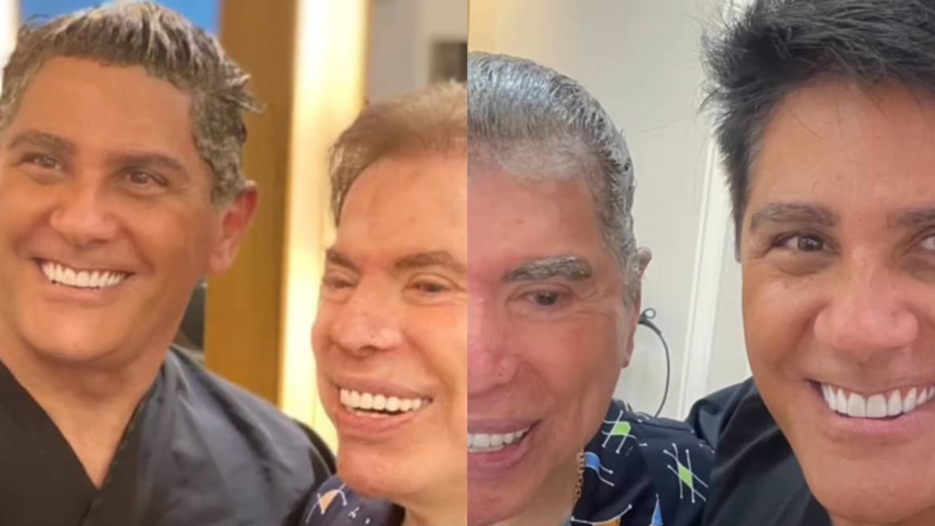 César Filho e Silvio Santos pintam cabelo em salão com outros apresentadores: ”Encontro de milhões”