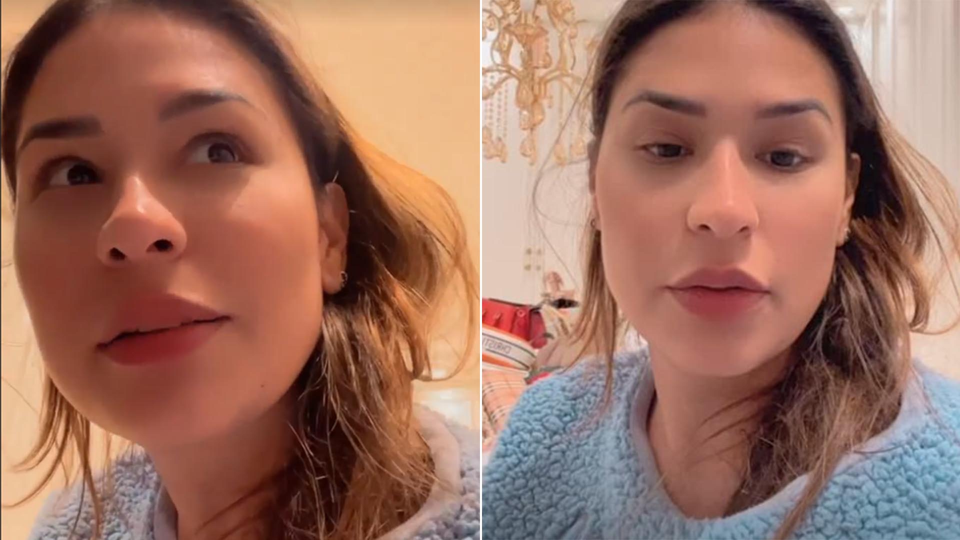 Simone mostra perrengue com o lençol de sua cama