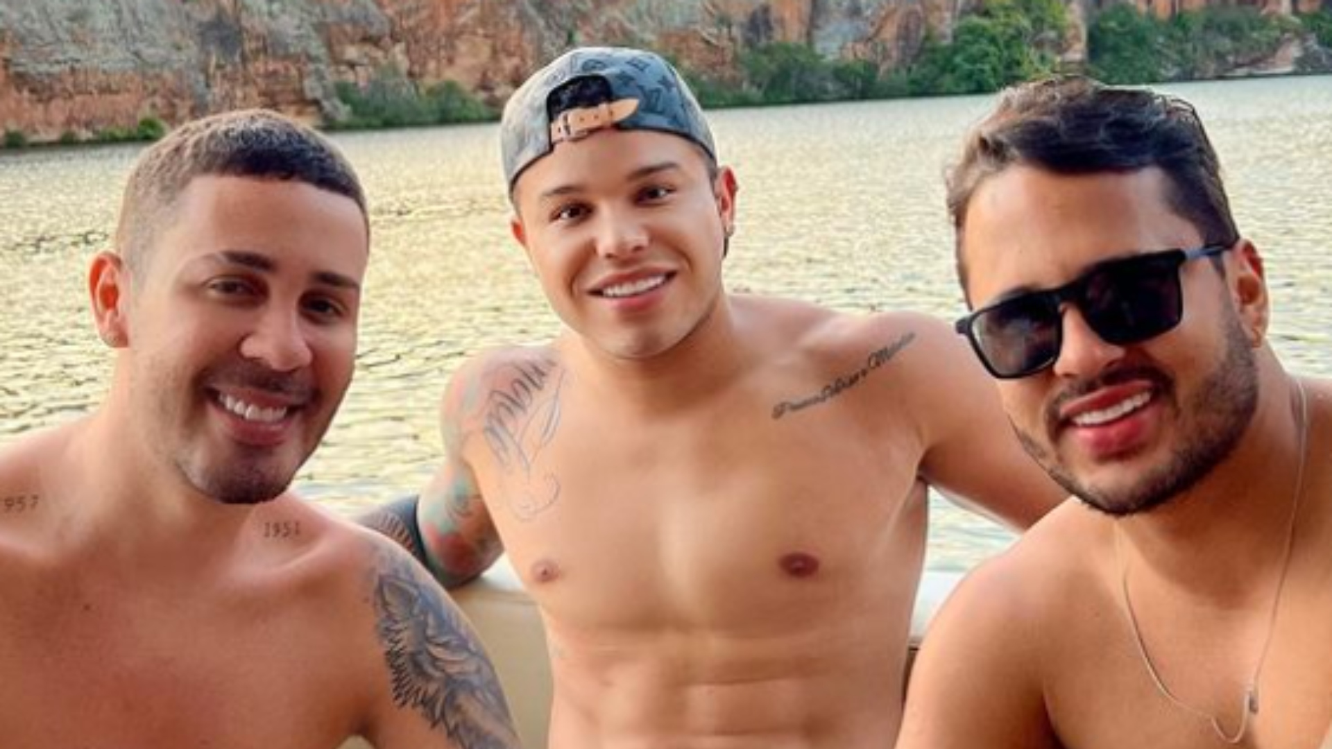 Tierry posta foto ao lado de Carlinhos Maia e Lucas Guimarães: ‘Amigos queridos’