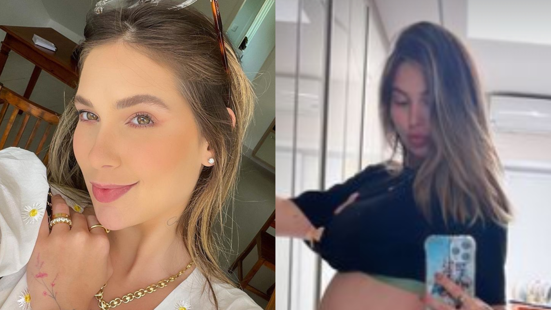 De top e legging, Virginia mostra barrigão de 33 semanas e conta que está sentindo pontadas