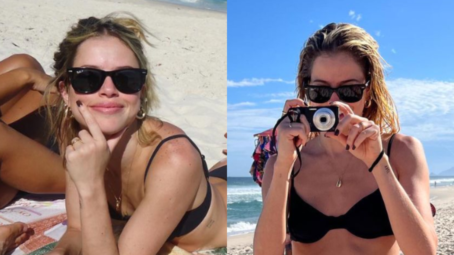 Agatha Moreira encanta internautas com fotos de um dia de praia ao lado de Rodrigo Simas e outros famosos