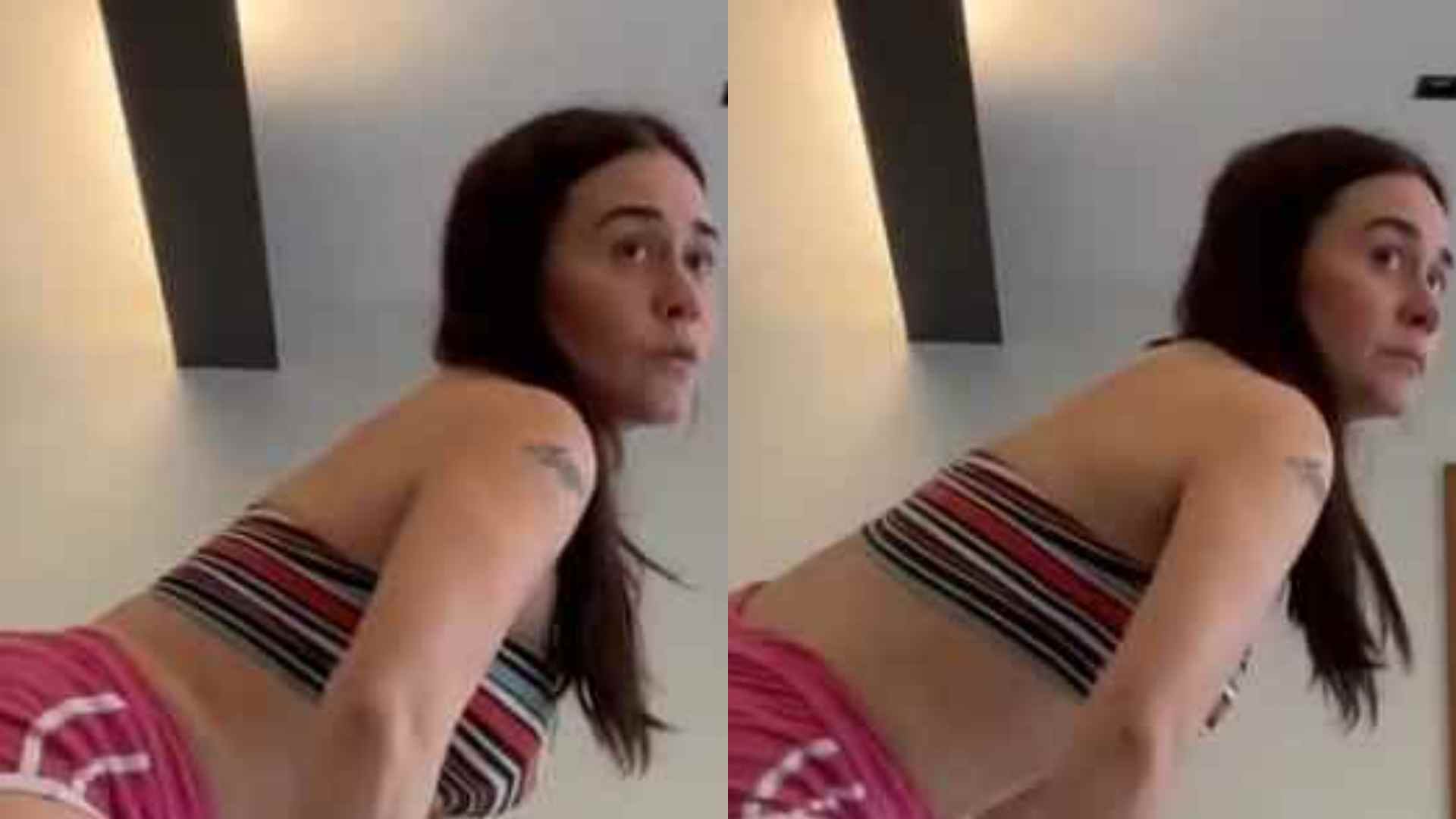 De top e shorts, Alessandra Negrini impressiona ao mostrar gingado em aula de dança