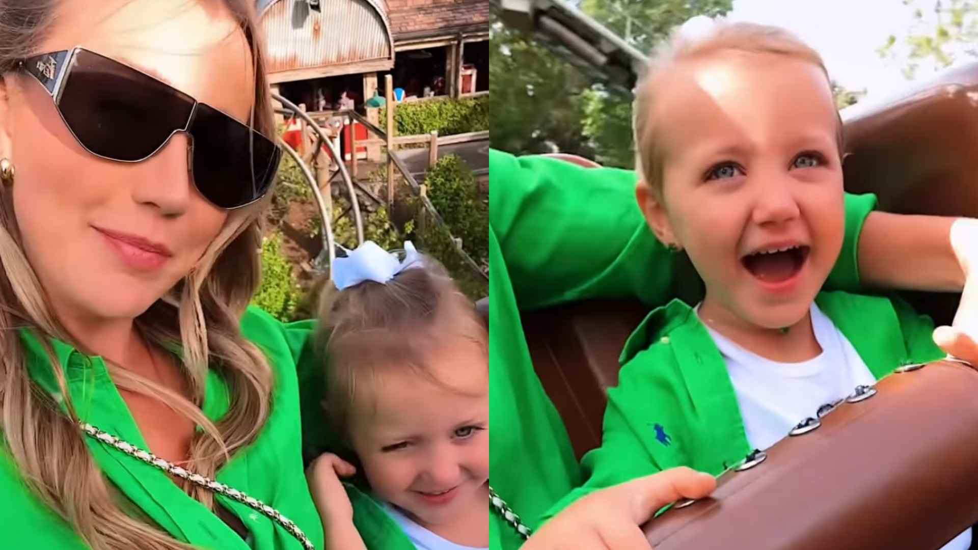 Ana Paula Siebert combina look com a filha ao curtir parque de diversões: “Ela ama”