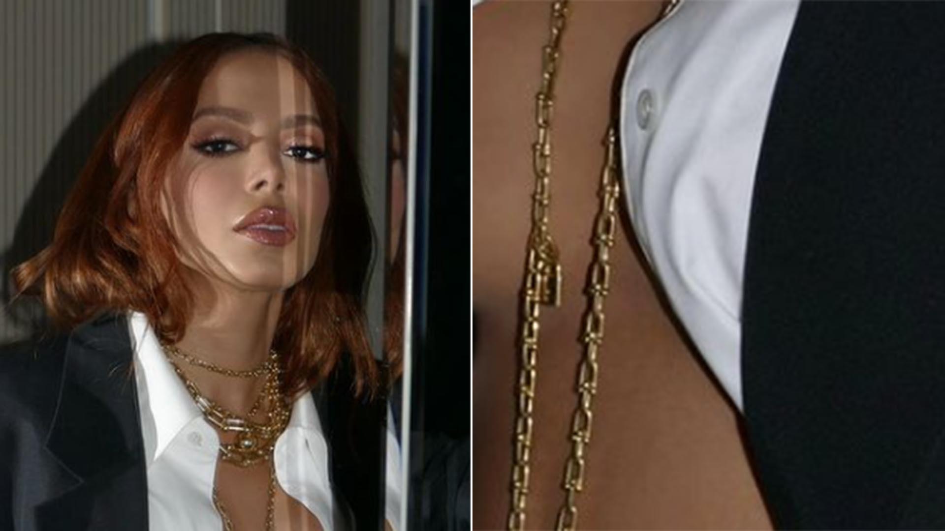 Anitta dispensa o sutiã ao escolher look ousado em evento internacional