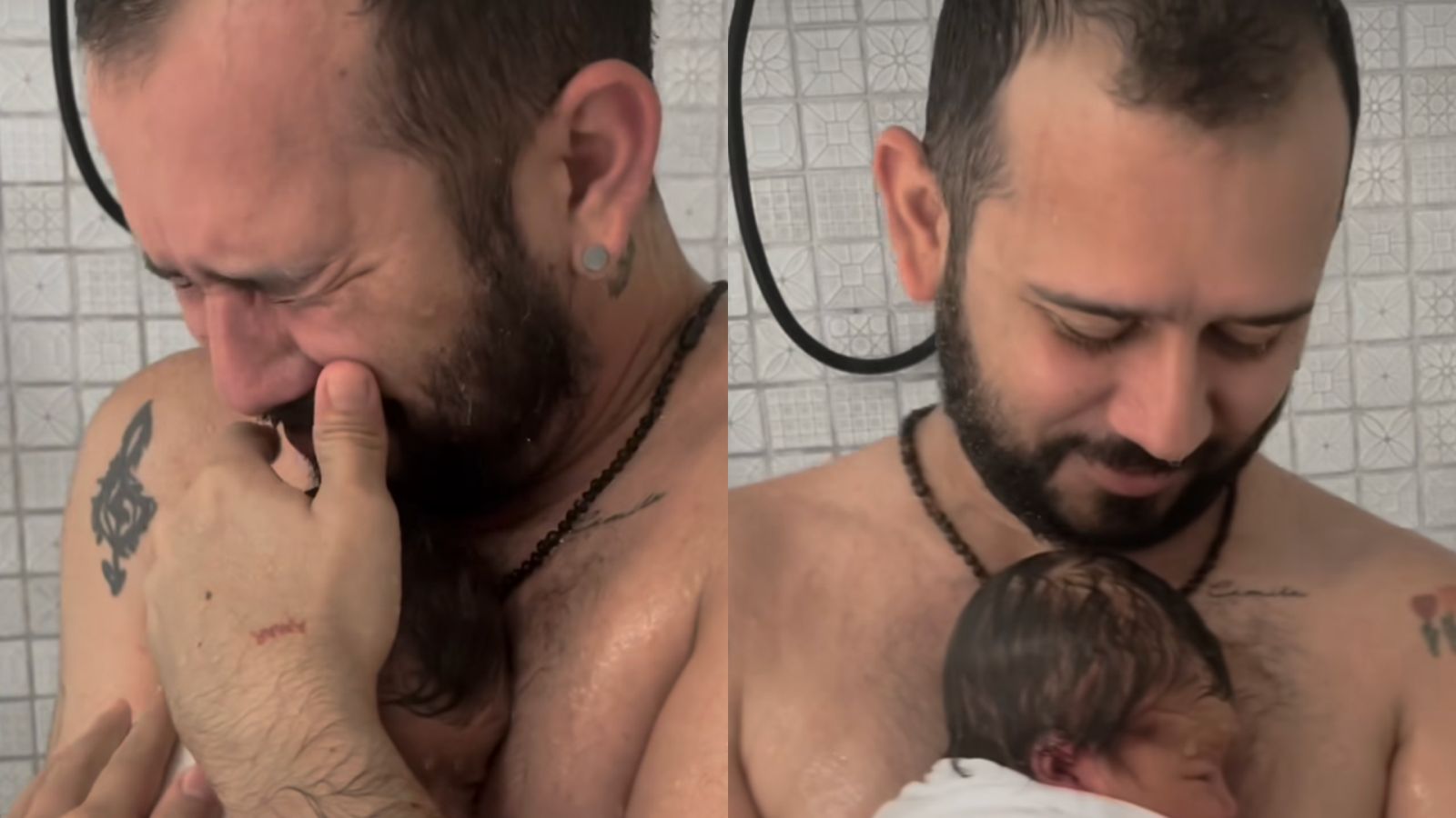 Bráulio Bessa se emociona ao dar o primeiro banho na filha: “Perdido de amor”