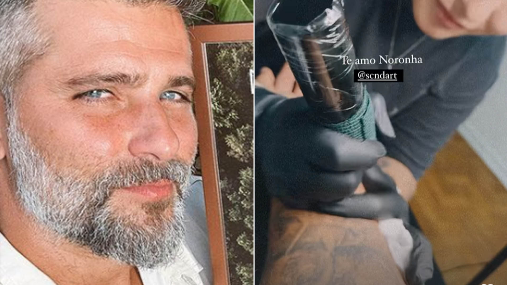 Bruno Gagliasso faz tatuagem com homenagem para Fernando de Noronha