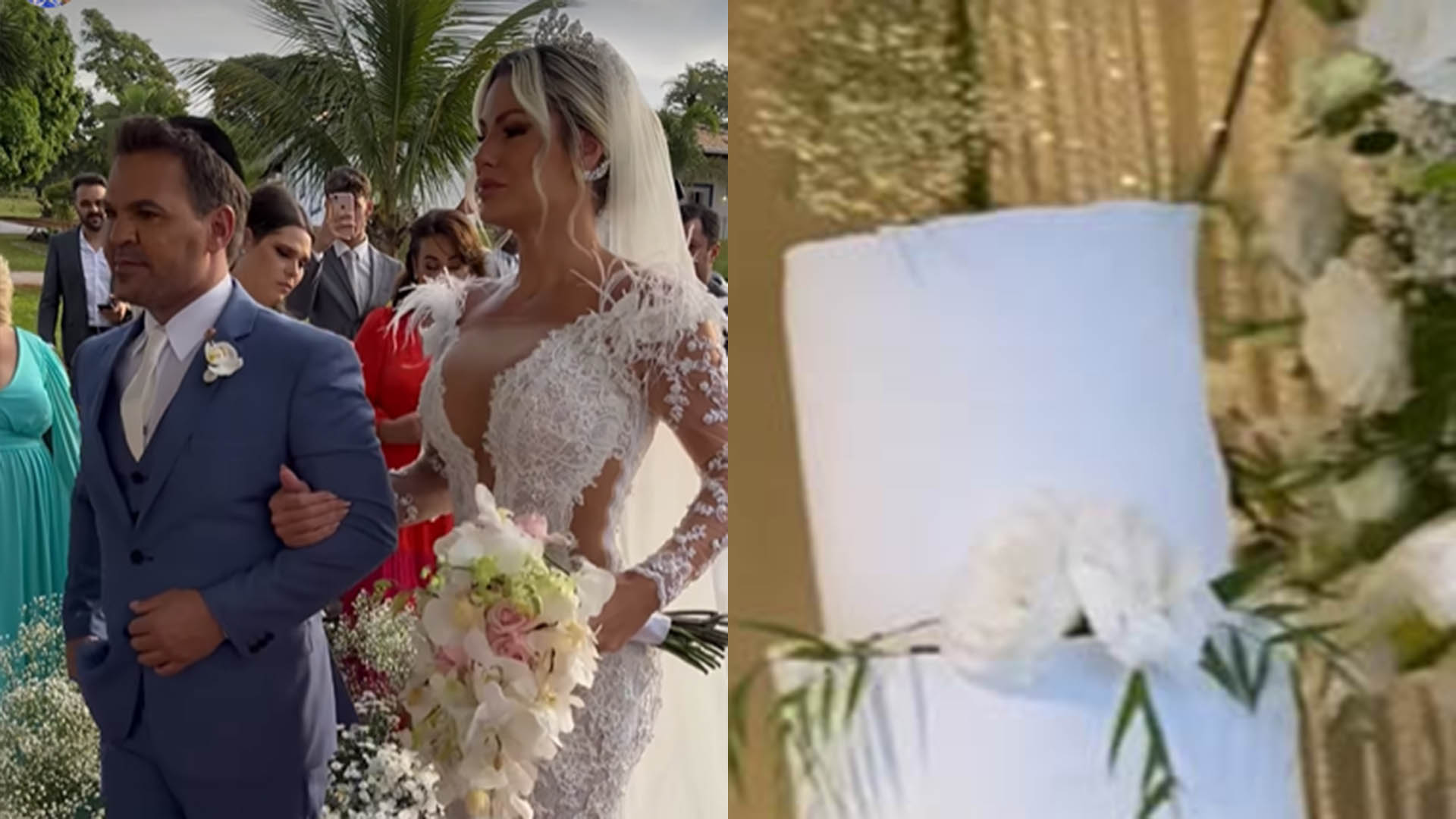 Veja a foto do bolo de casamento de Eduardo Costa e Mariana Polastreli