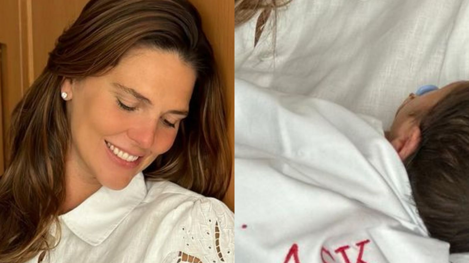 Daniella Sarahyba se derrete com filho recém-nascido nos braços