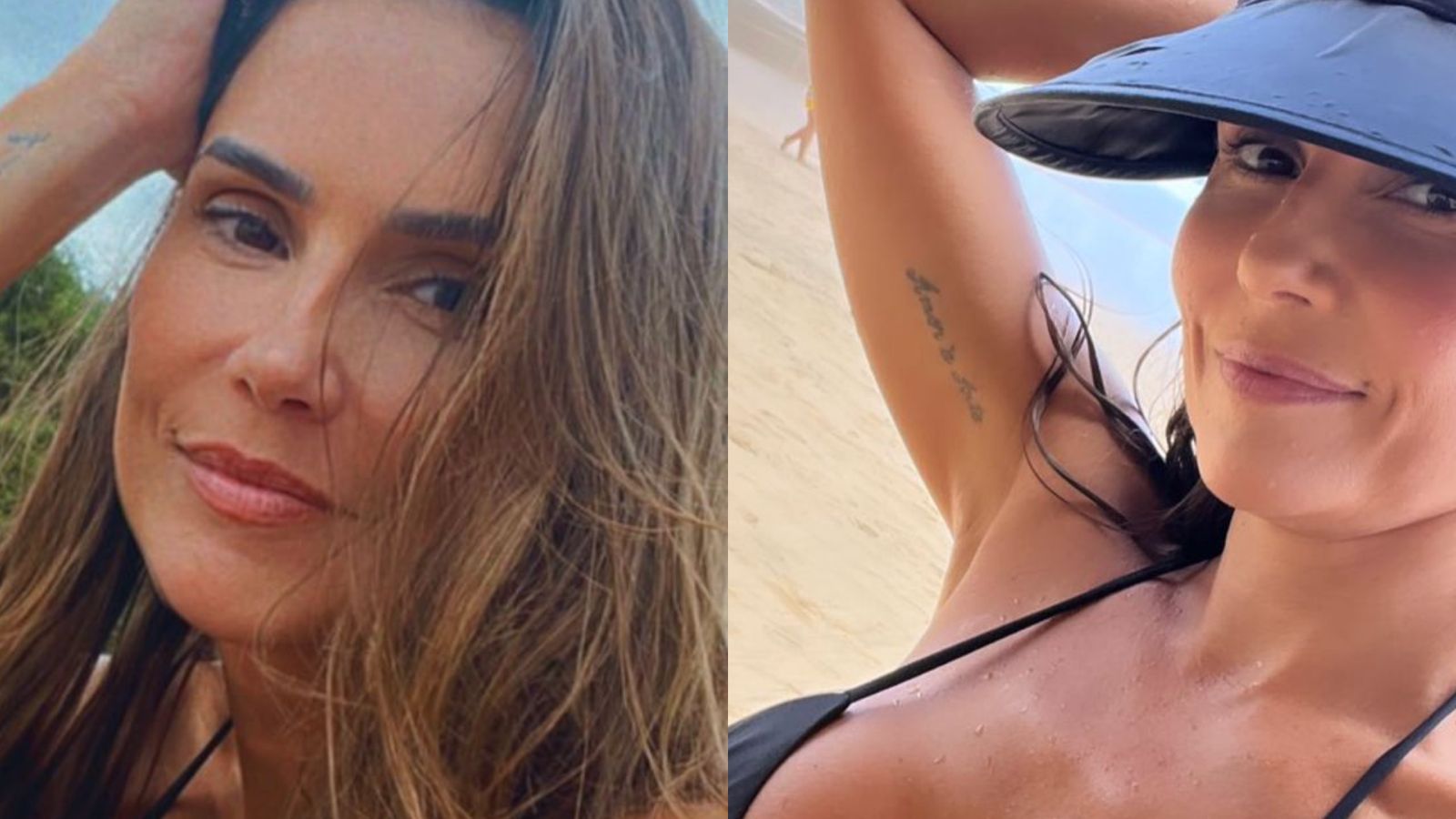 De biquíni fio-dental finíssimo, Deborah Secco escandaliza com decote saltando