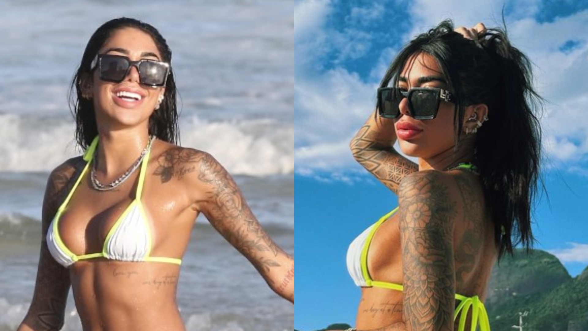 De biquíni, Dhiovanna Barbosa posa para fotos e ostenta corpão escultural