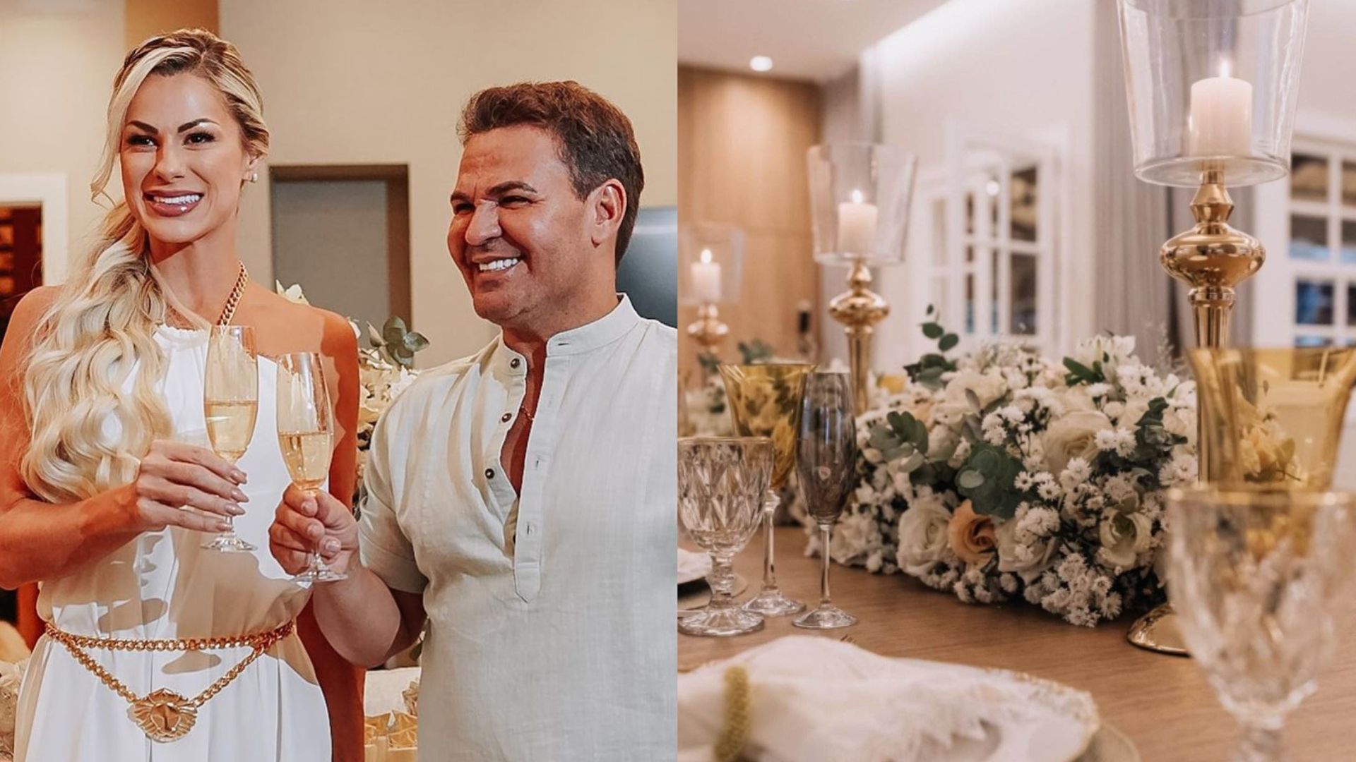 Esposa de Eduardo Costa mostra detalhes de decoração no casamento no civil
