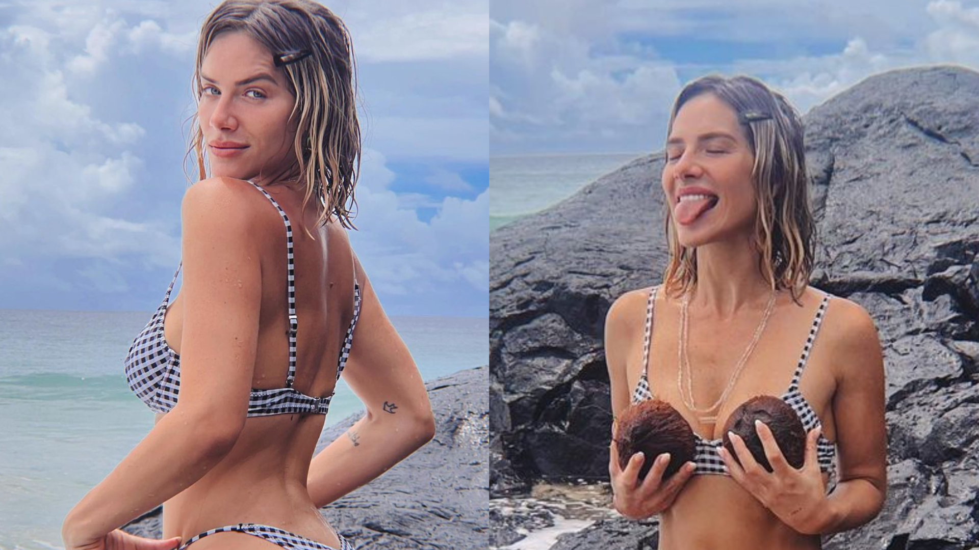 Em Noronha, Giovanna Ewbank puxa biquíni e chama atenção pelo corpão: ”Deusa é pouco”