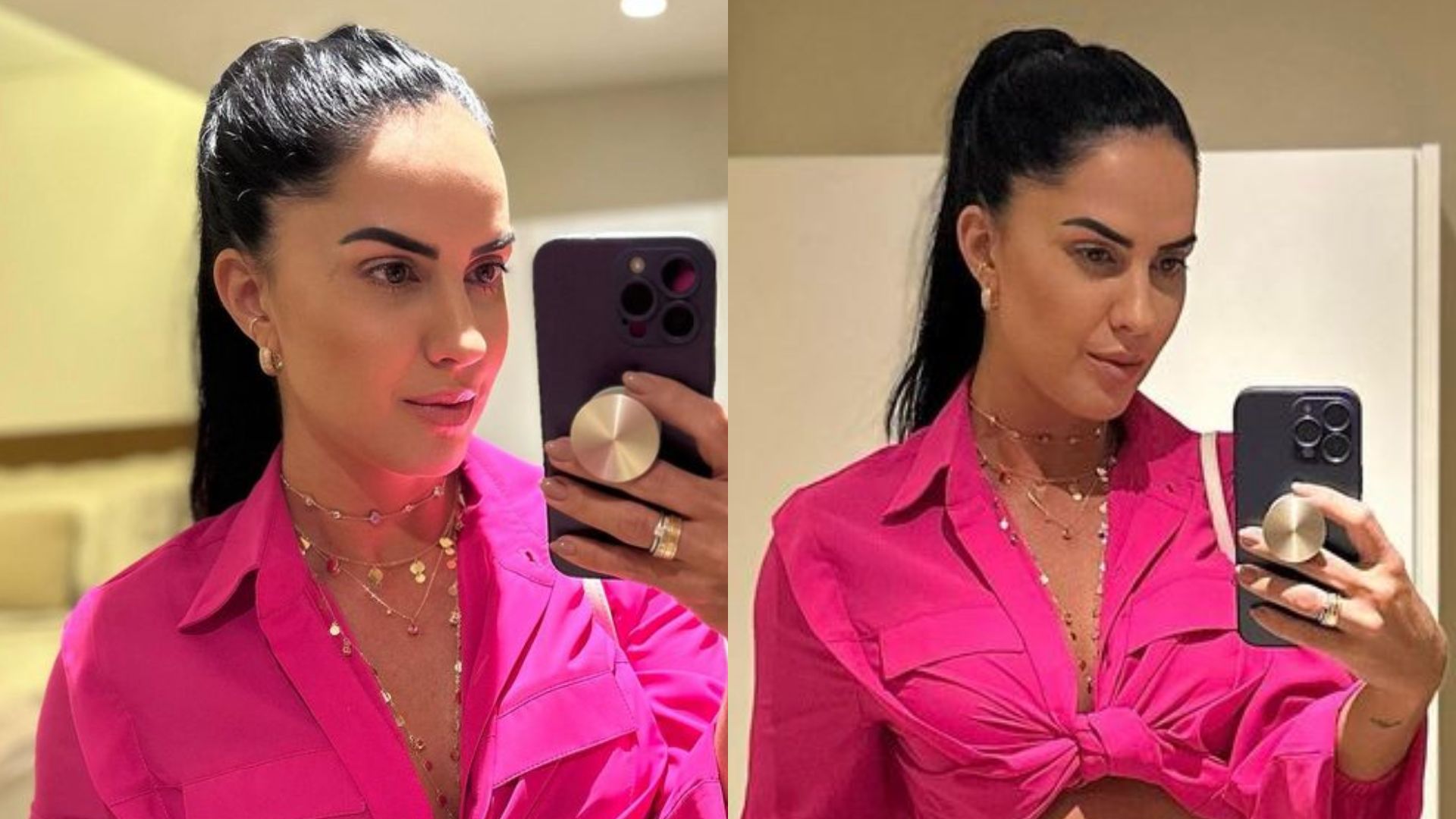 Magérrima, Graciele Lacerda abre a camisa e abdômen trincado impressiona: “Muito gata!”