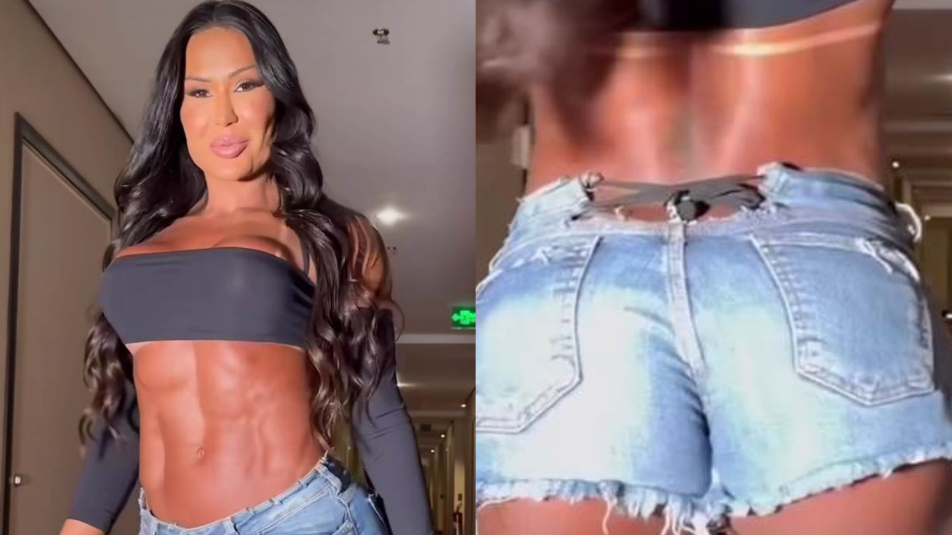 De shorts micro, Gracyanne Barbosa deixa bumbum pelado de fora: ”Que corpo é esse?”