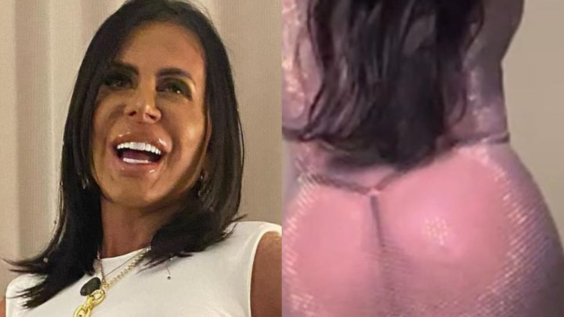 De vestido transparente, Gretchen surge de fio-dental minúsculo e choca: ”Sem photoshop”