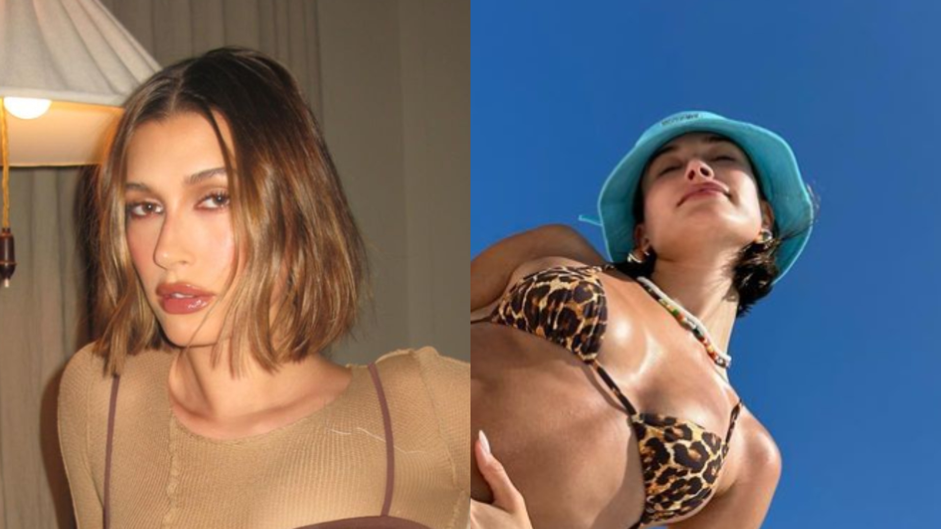 Quase topless, Hailey Baldwin Bieber usa sutiã feito de diamantes e ouro