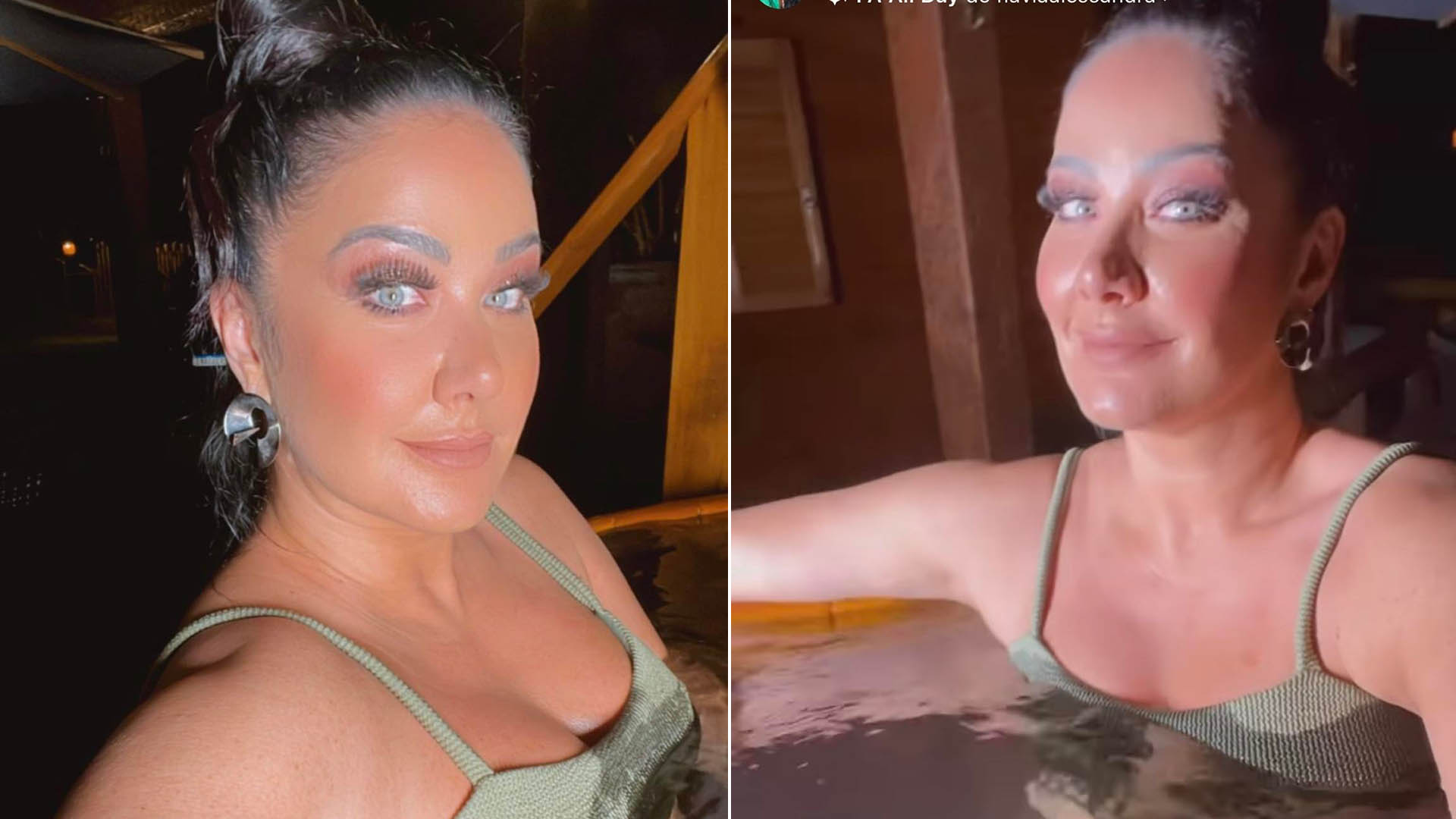 De biquíni, Helen Ganzarolli toma banho de ofurô e mostra na web