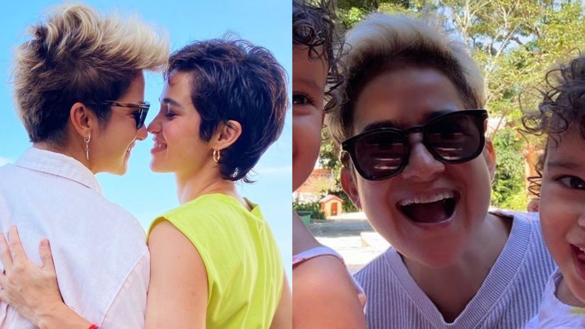 Sorridente, Lan Lanh surge com Nanda Costa e as filhas gêmeas, Kim e Tiê: ”Lindeza”