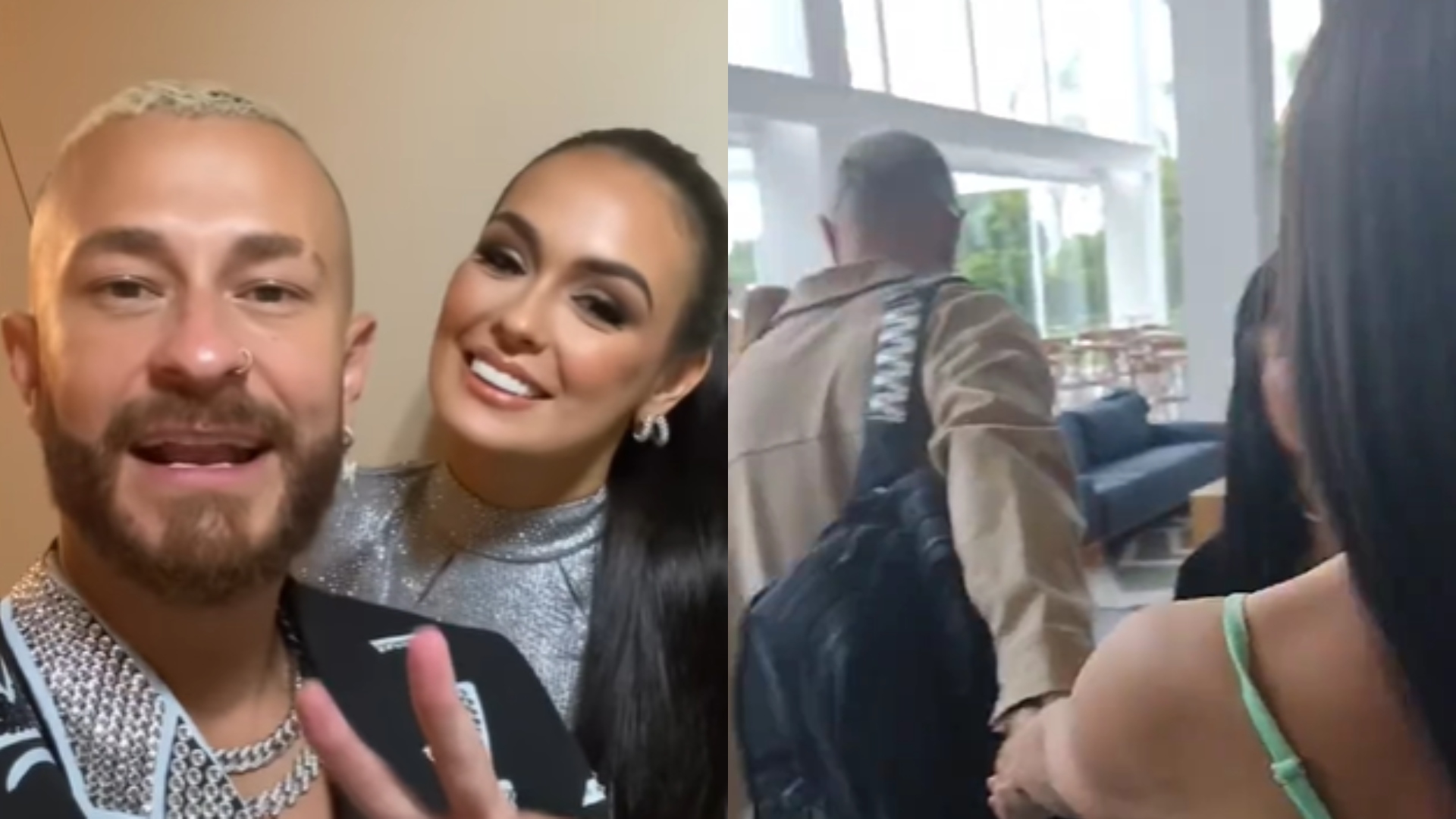 Ex-BBB Fred Desimpedidos puxa Larissa pelo braço ao serem encurralados por fãs: ‘Tenso’