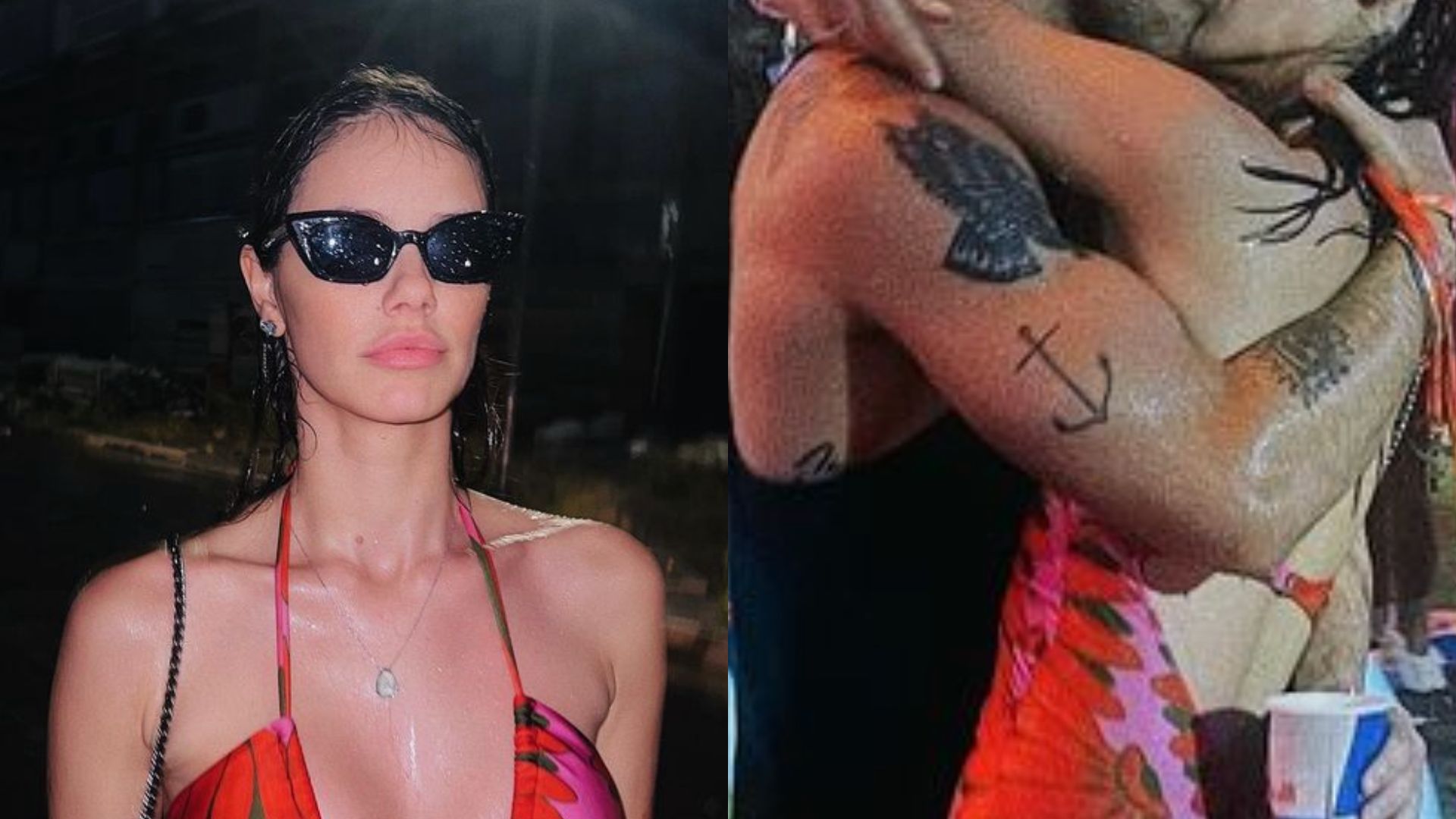 Debaixo de chuva, Chay Suede troca beijos apaixonados com a mulher, Laura Neiva