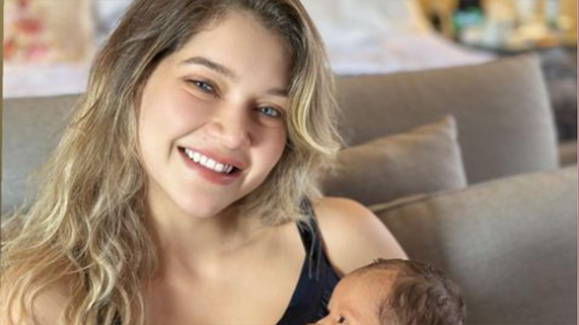 Filha do sertanejo Leandro visita o irmão recém-nascido, Gabriel