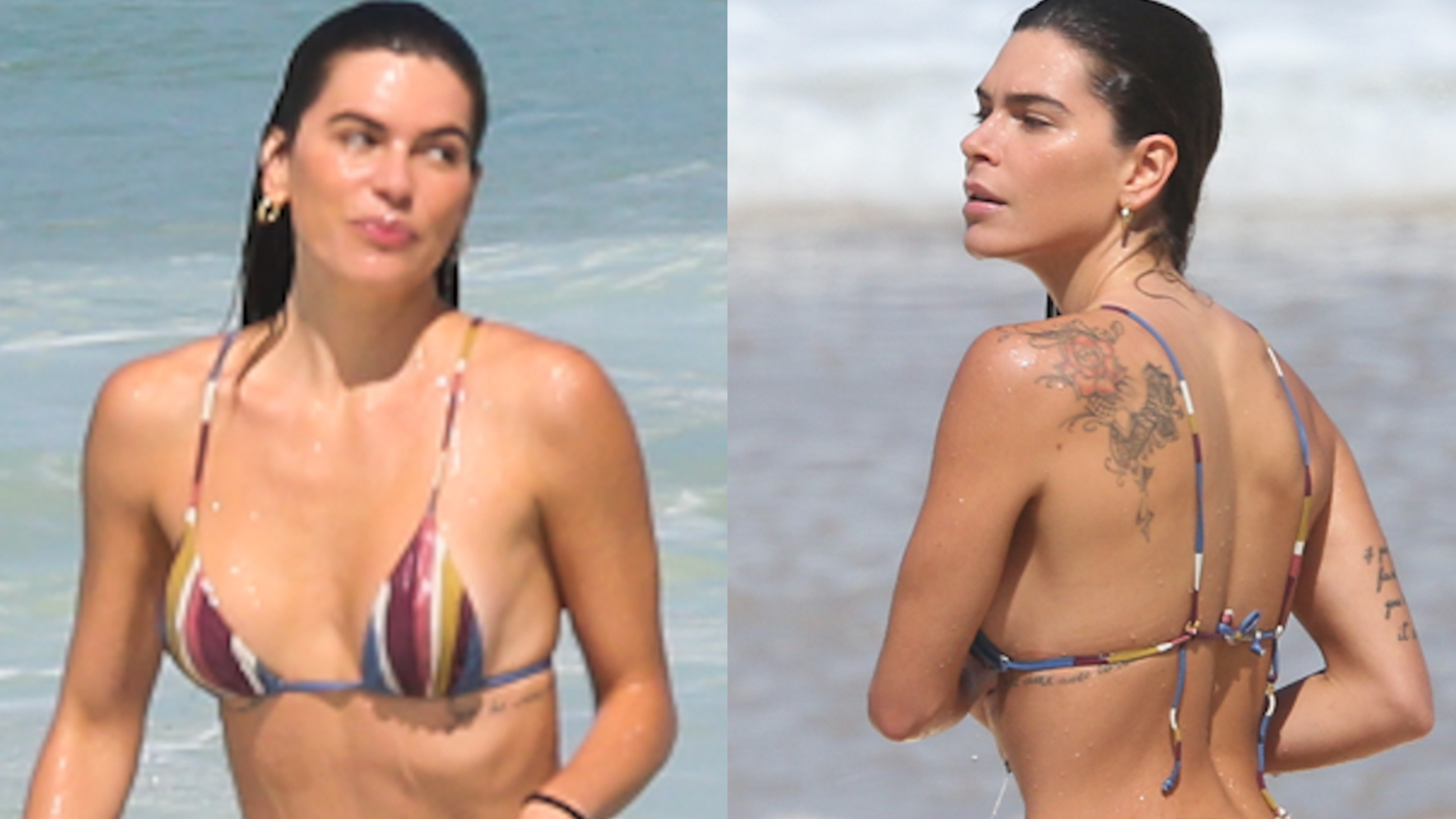 Separada de Cauã, Mariana Goldfarb ostenta corpaço sarado na praia