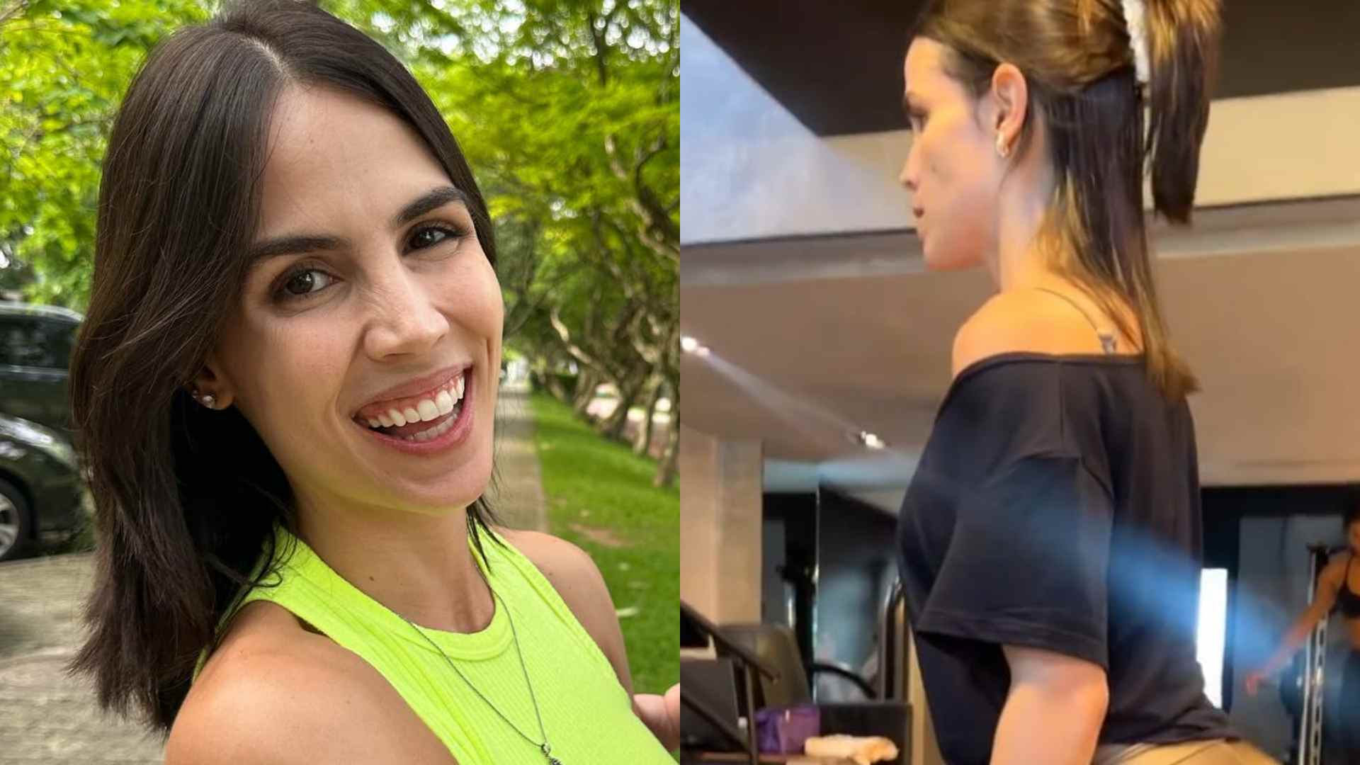 Com look justo, Pérola Faria esbanja boa forma oito meses após parto: “Mami fitness”