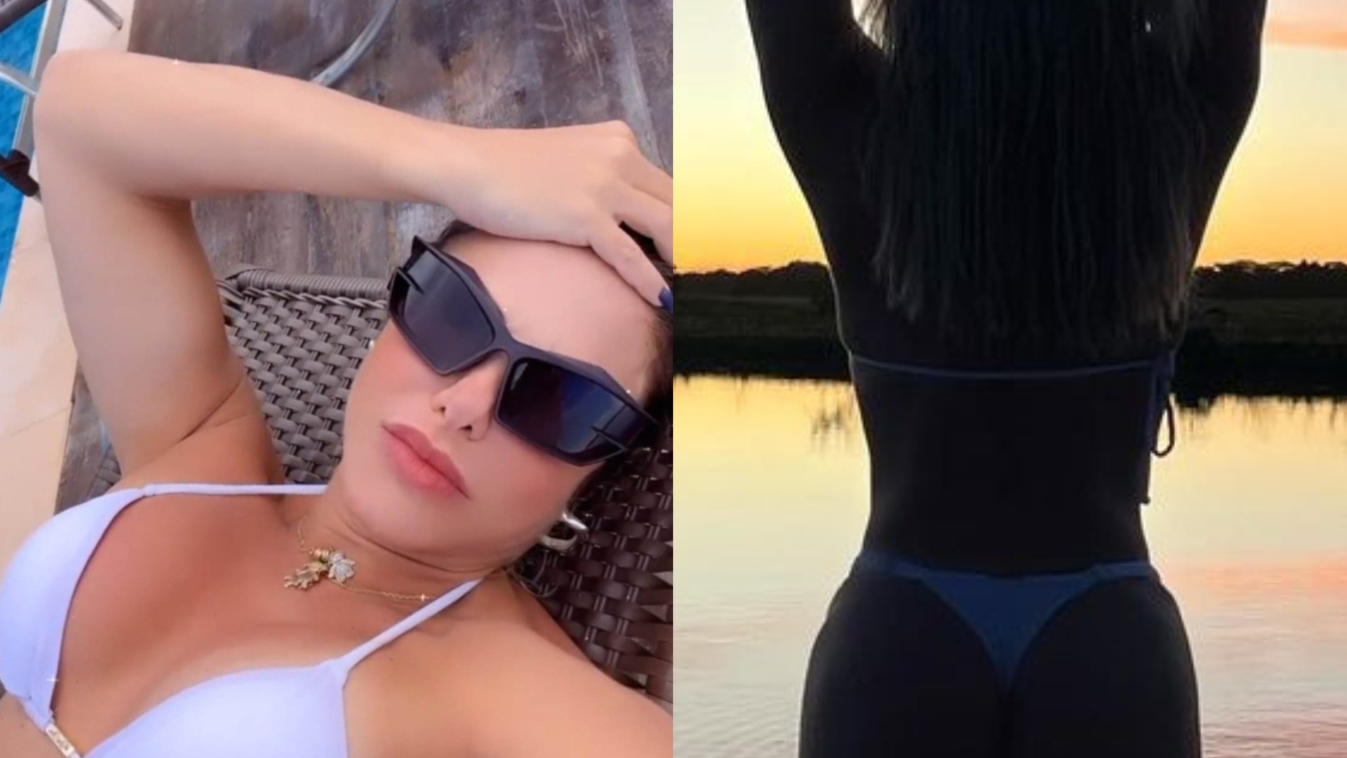 De costas, Poliana Rocha exibe corpaço na fazenda: ”Curtindo”
